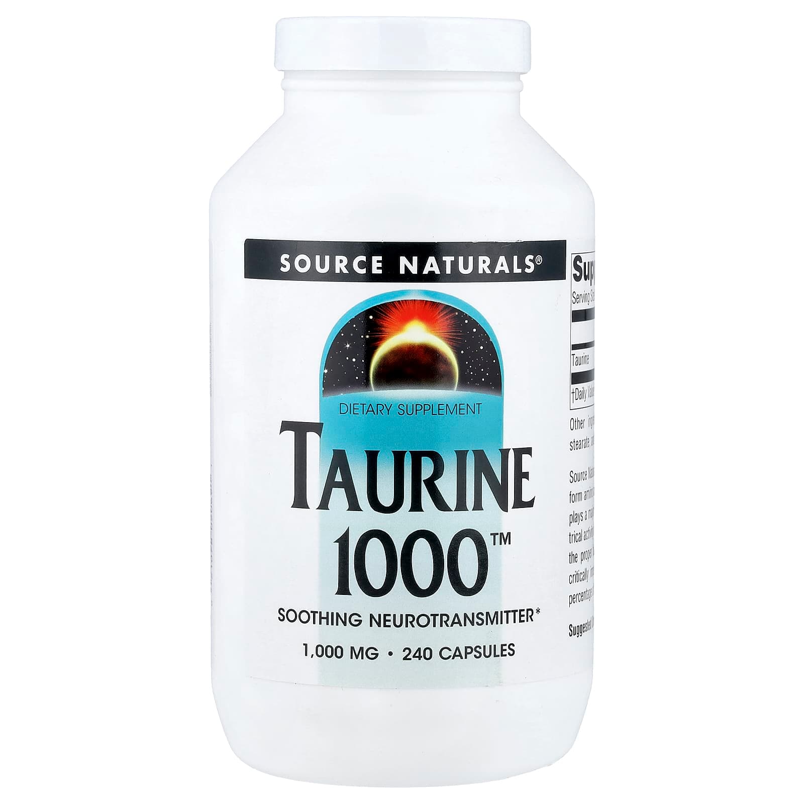 Source Naturals Taurine 1000 – 240 gélules de Source Naturals
