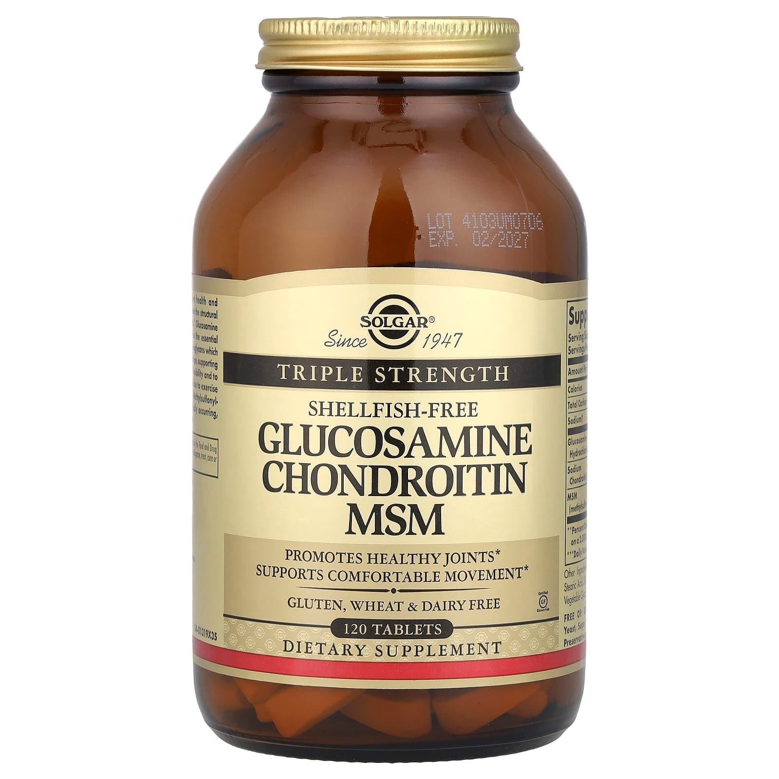 Solgar Glucosamine Chondroitin MSM, Triple Strength – 120 comprimés de Solgar