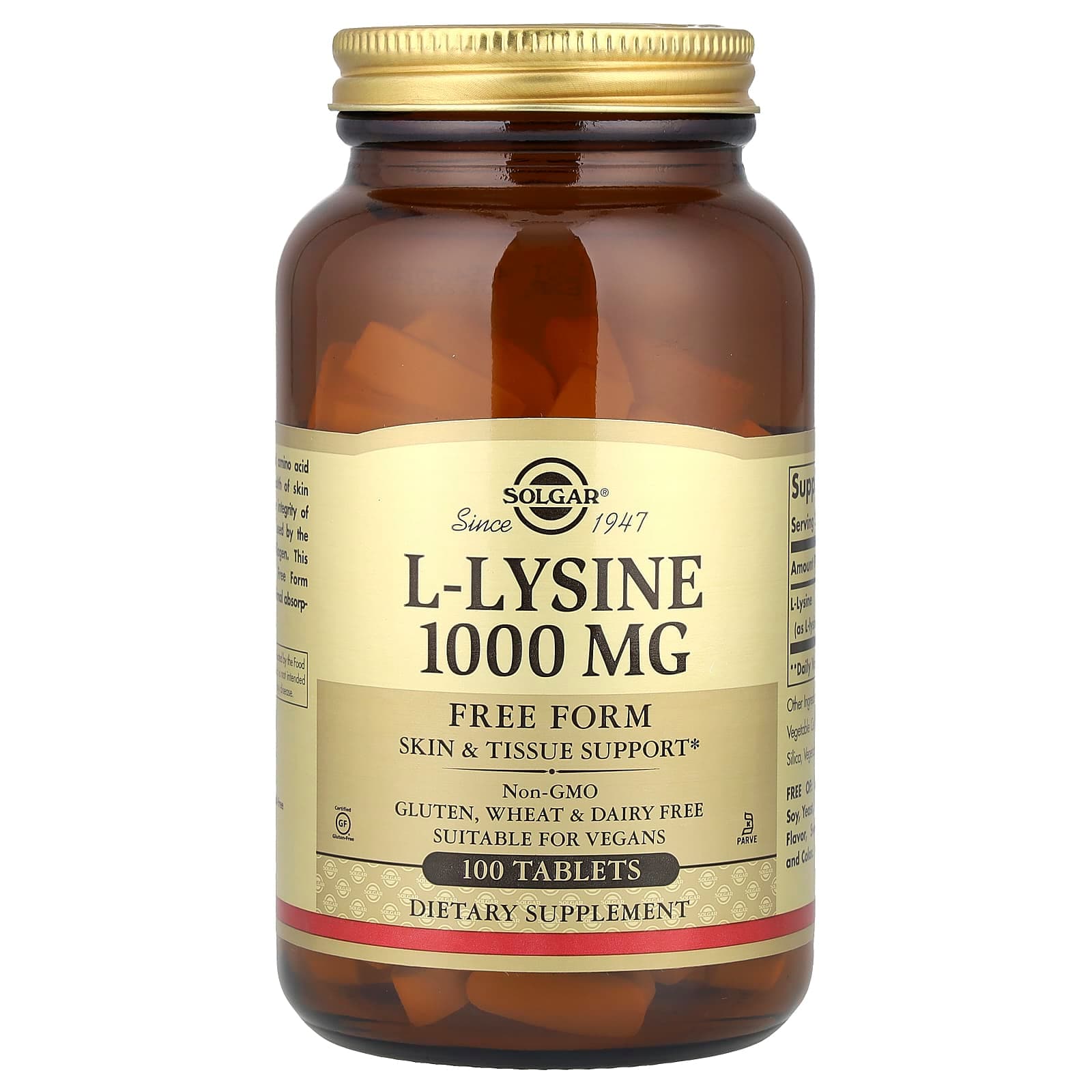Solgar L-Lysine, Free Form – 100 comprimés de Solgar