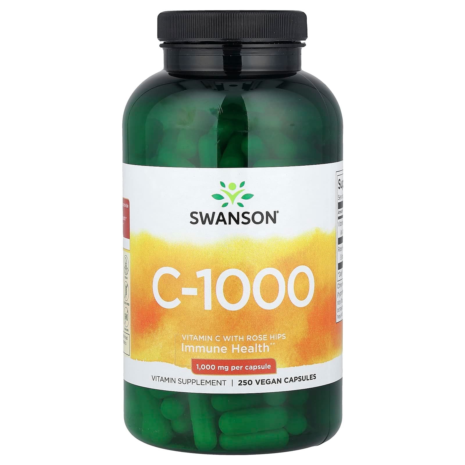 Swanson Vitamins C-1000, Vitamin C With Rose Hips – 250 gélules véganes de Swanson Vitamins