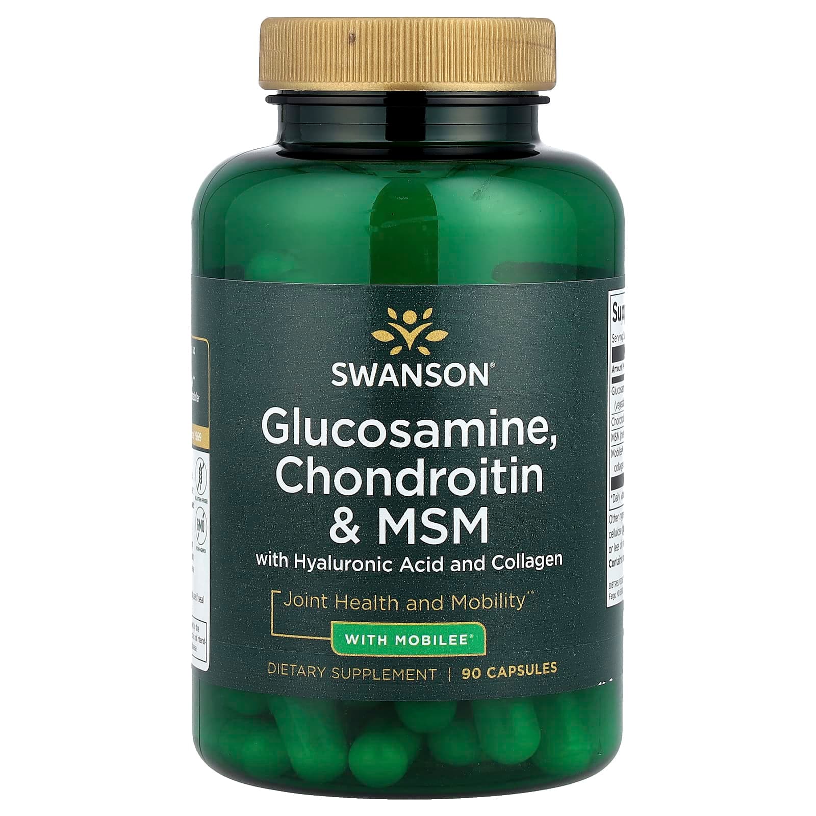 Swanson Vitamins Glucosamine, Chondroitin & MSM with Hyaluronic Acid and Collagen – 90 gélules de Swanson Vitamins