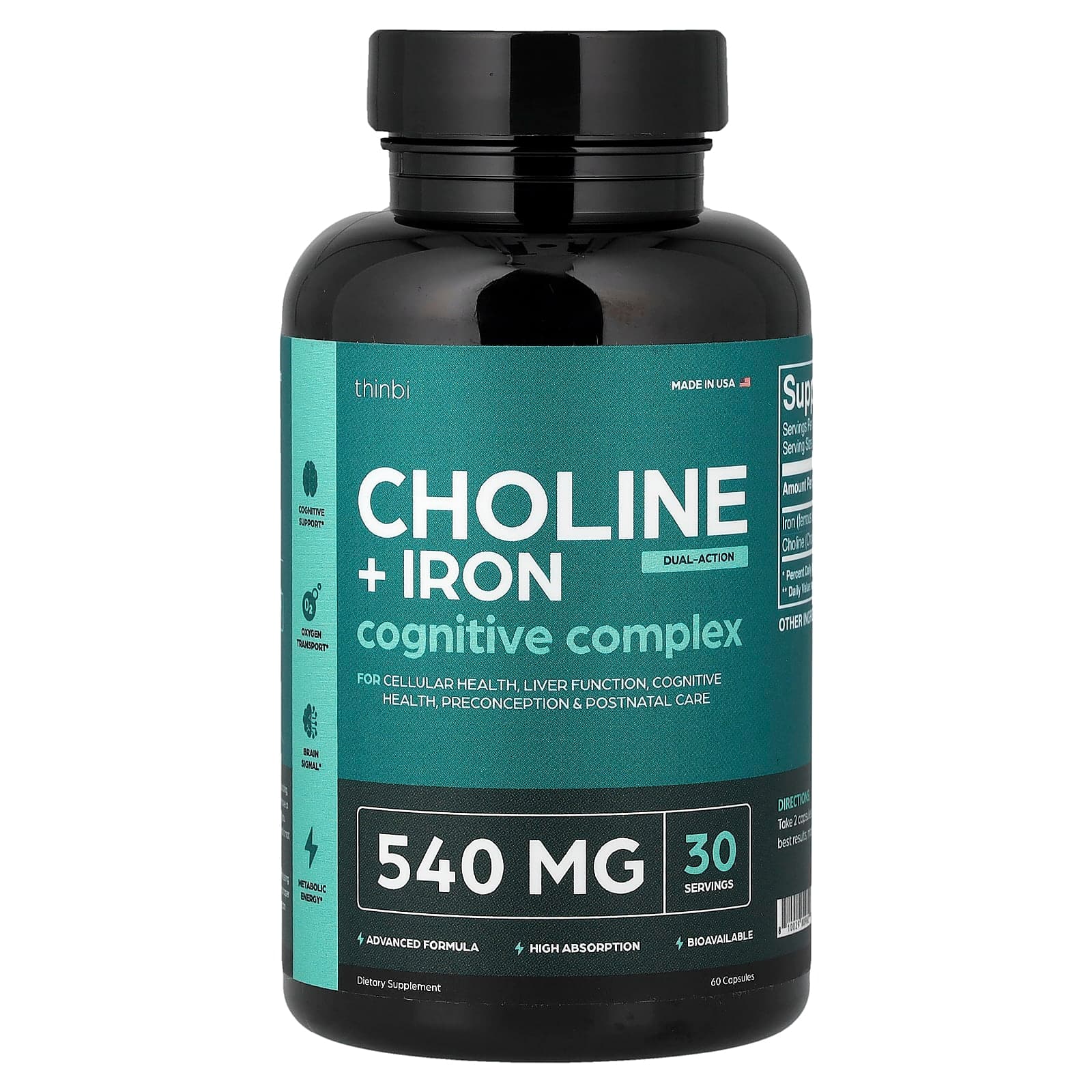 Thinbi Choline + Iron – 60 gélules de Thinbi