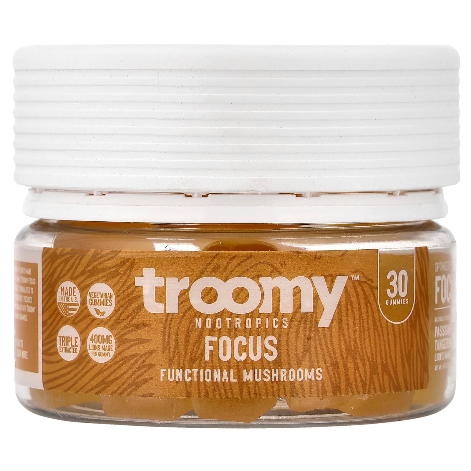Troomy Nootropics Focus, Functional Mushrooms Gummies – Passionfruit Tangerine – 30 gommes de Troomy Nootropics
