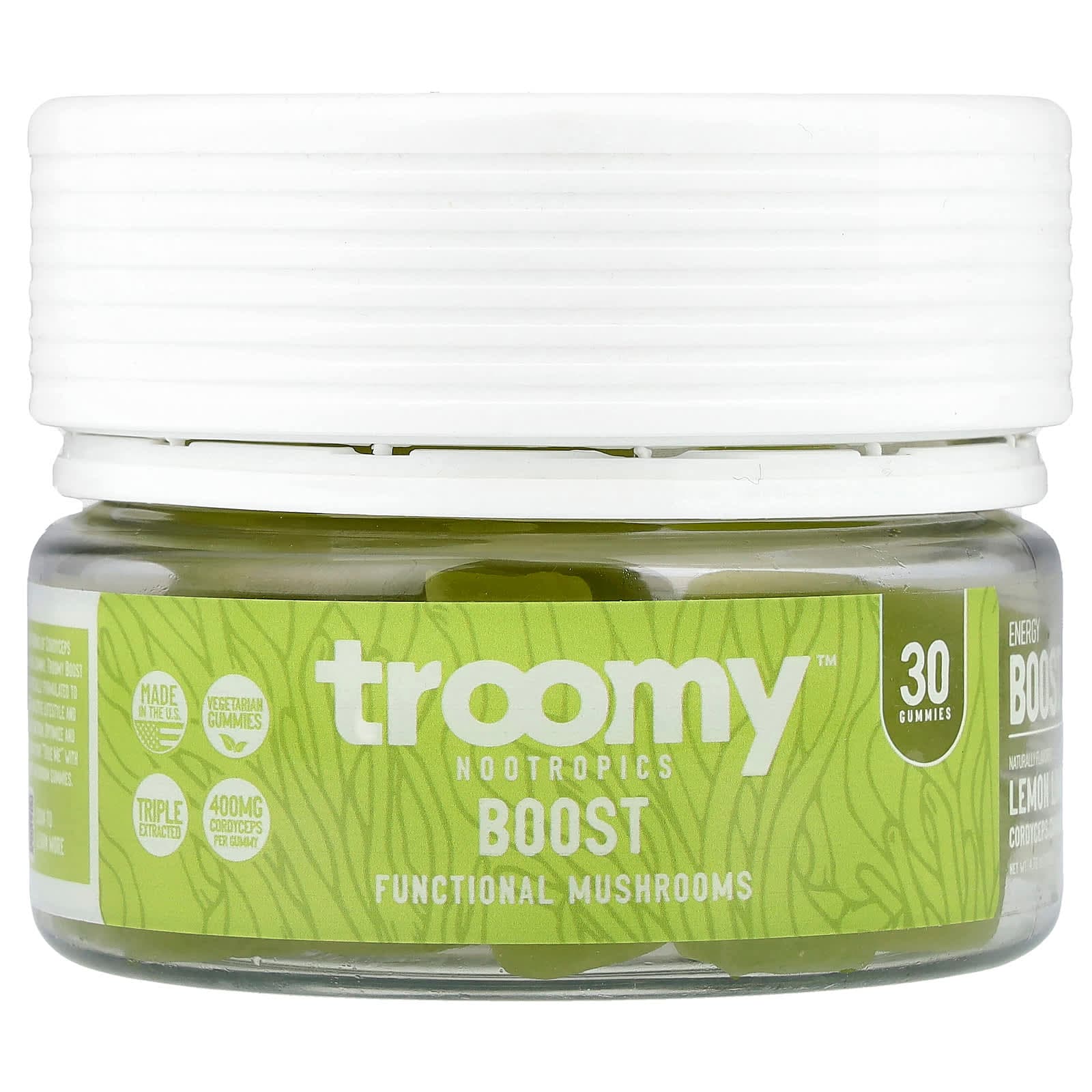 Troomy Nootropics Boost, Functional Mushrooms Gummies – Lemon Lime – 30 gommes de Troomy Nootropics
