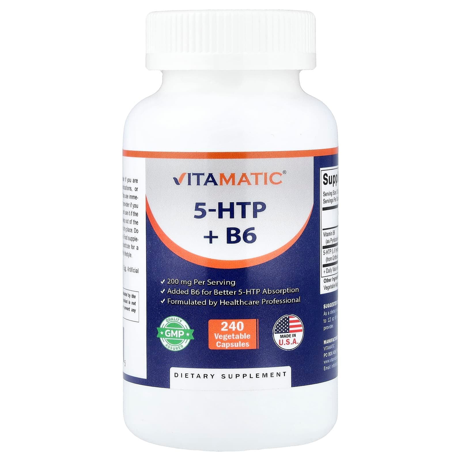 Vitamatic 5-HTP + B6, 240 Vegetable Capsules de Vitamatic