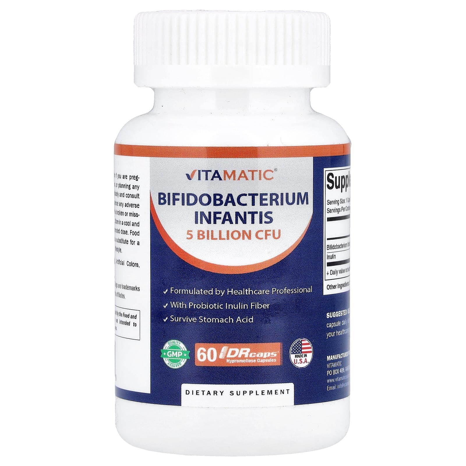 Vitamatic Bifidobacterium Infantis, 60 DRcaps Hypromellose Capsules de Vitamatic