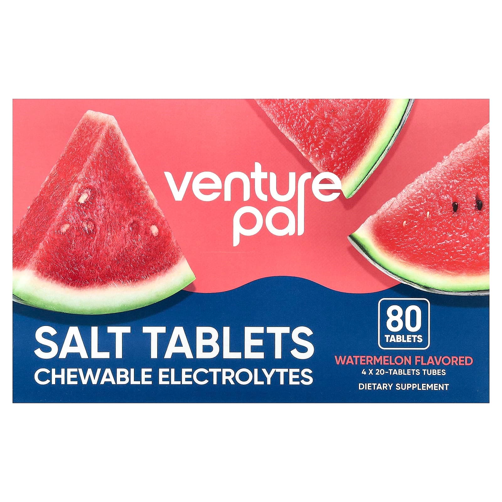 Venture Pal Salt Tablets, Chewable Electrolytes – Watermelon – 80 comprimés de Venture Pal
