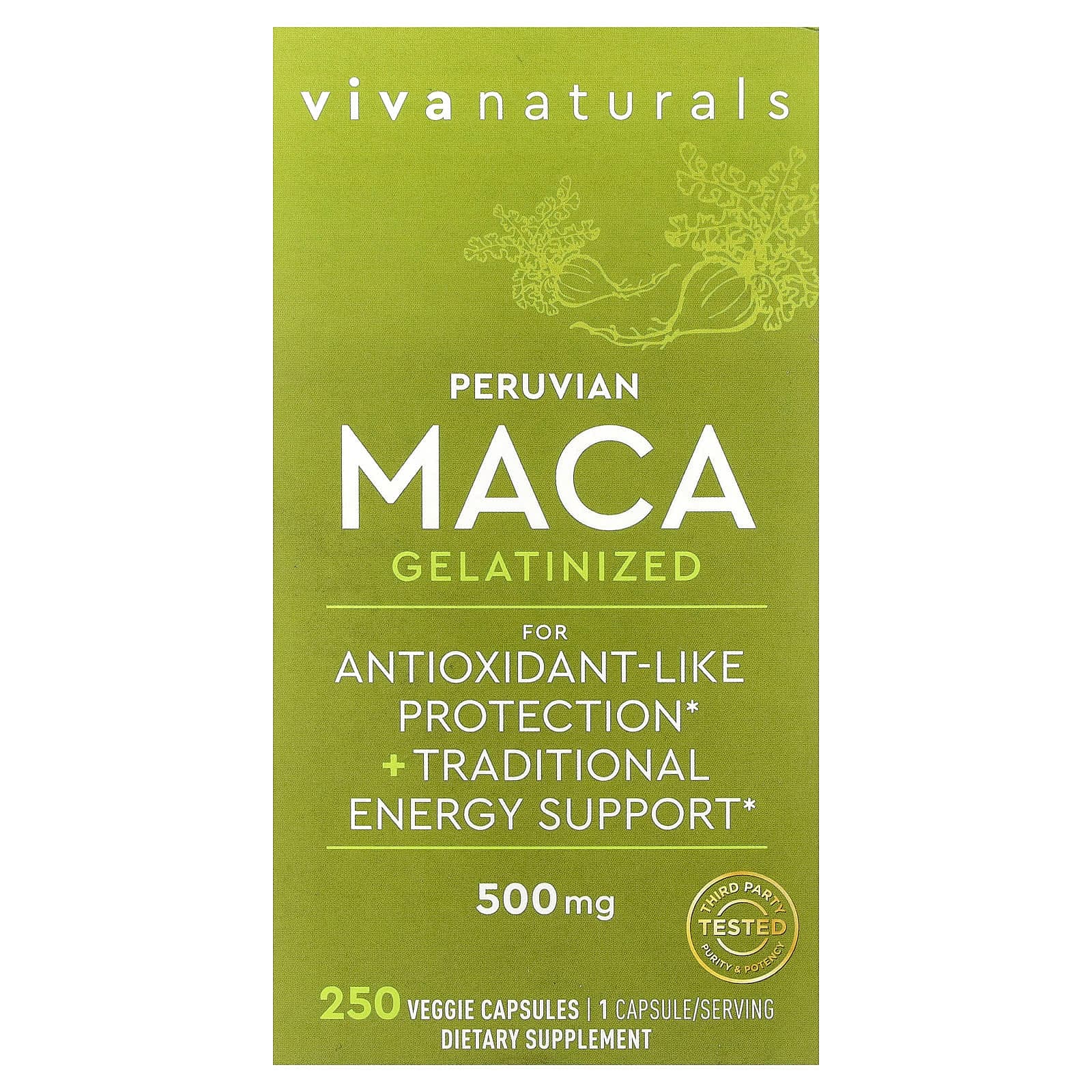 Viva Naturals Peruvian Maca, Gelatinized – 250 gélules végétales de Viva Naturals