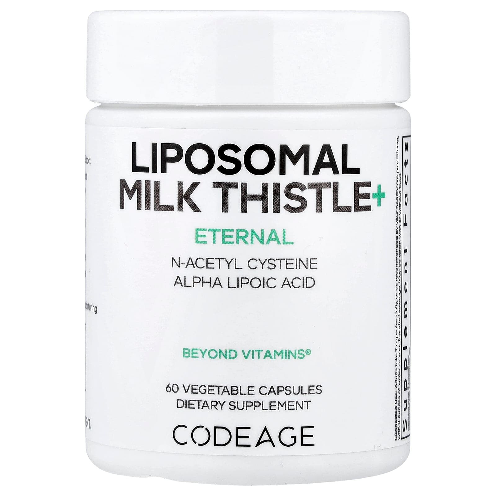 Codeage Eternal, Liposomal Milk Thistle+, 60 Vegetable Capsules de Codeage