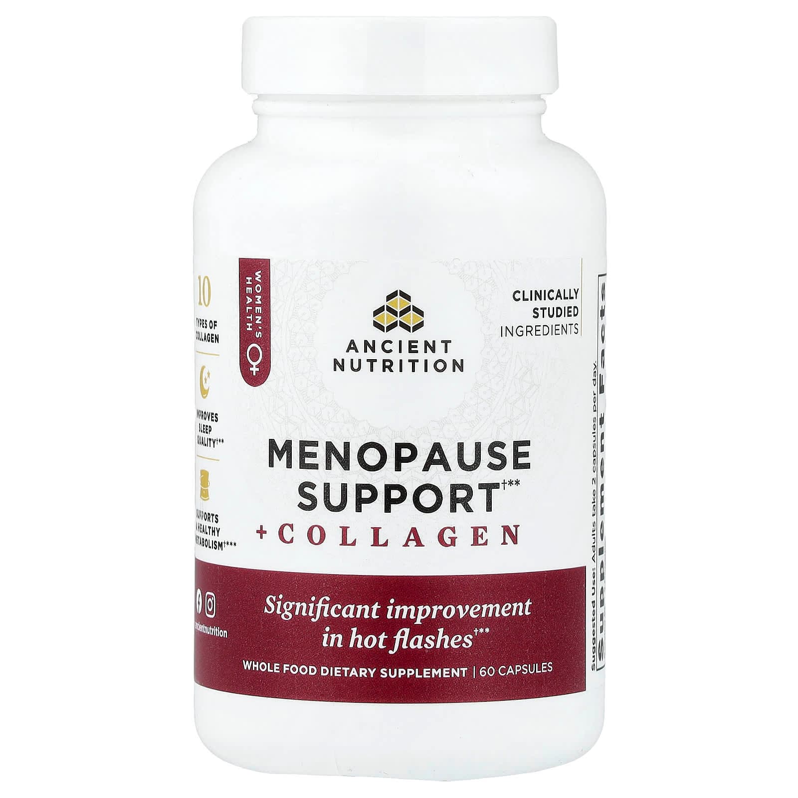 Ancient Nutrition Menopause Support + Collagen – 60 gélules de Ancient Nutrition