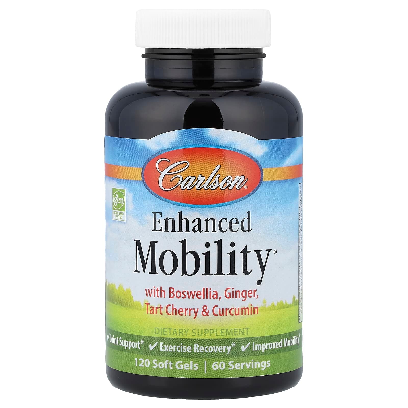 Carlson Enhanced Mobility With Boswellia, Ginger – Tart Cherry & Curcumin – 120 capsules molles de Carlson