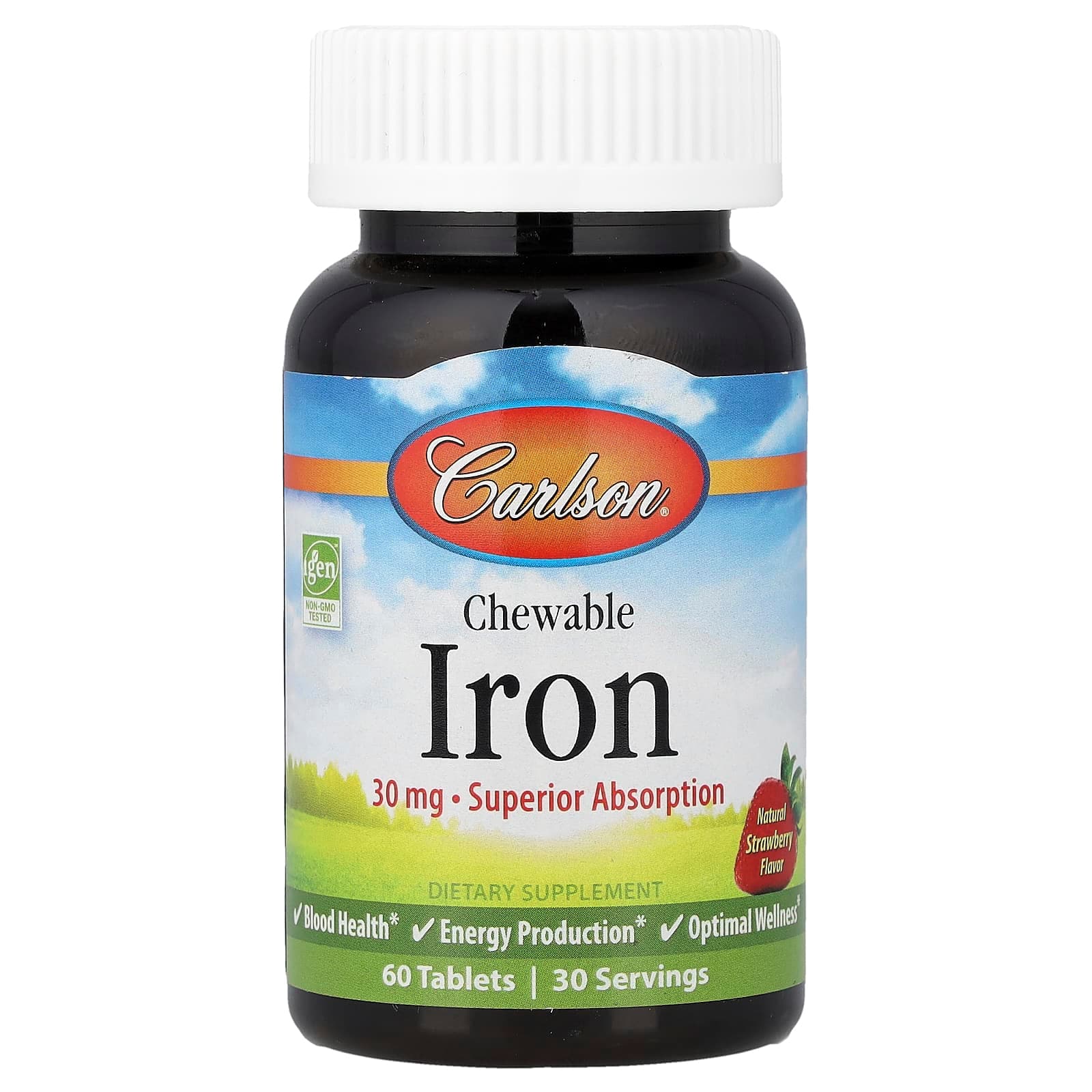 Carlson Chewable Iron – Natural Strawberry – 60 comprimés de Carlson