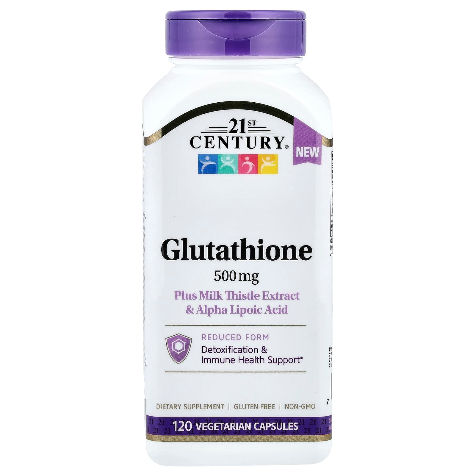 21st Century Glutathione Plus Milk Thistle Extract & Alpha Lipoic Acid – 120 gélules végétales de 21st Century