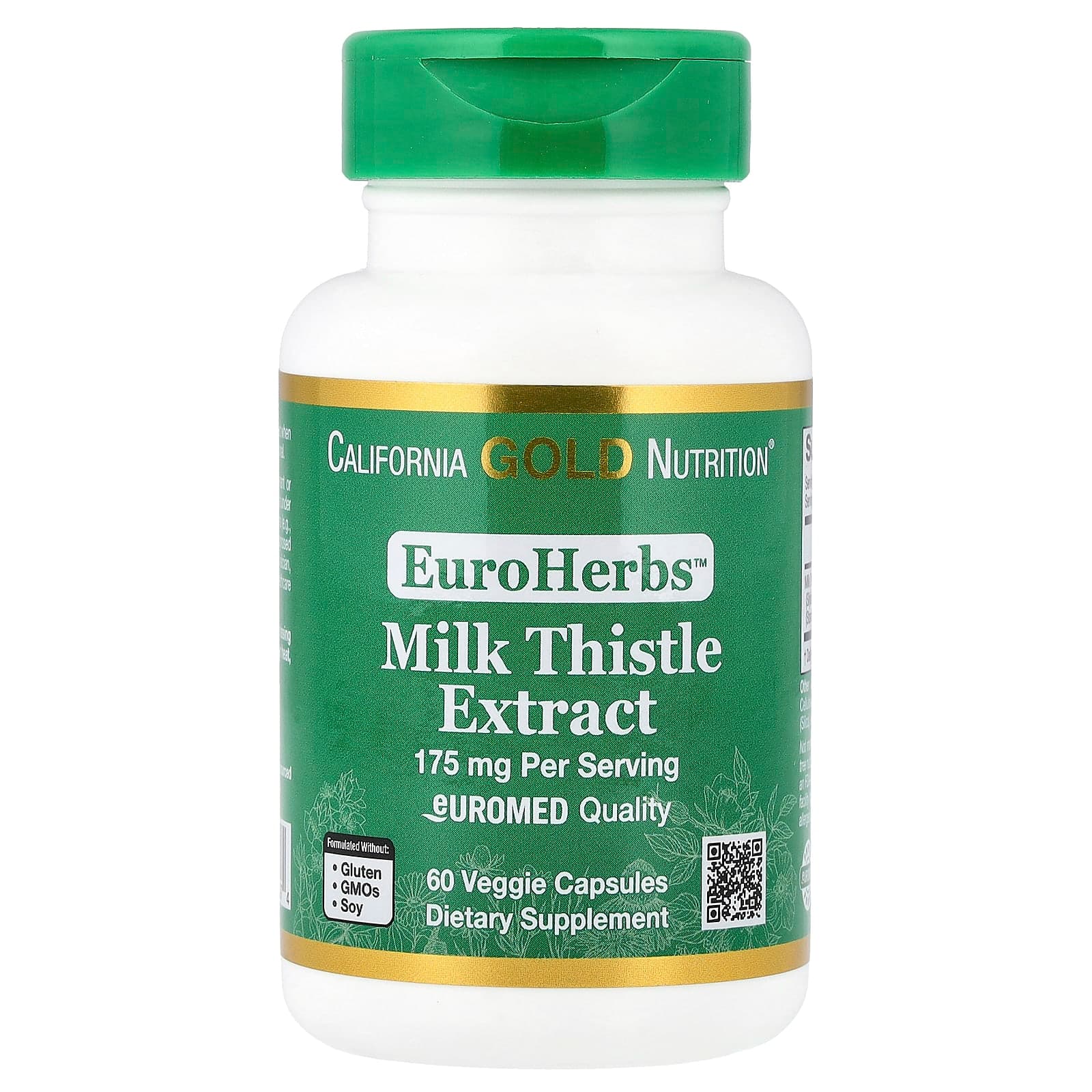 California Gold Nutrition EuroHerbs, Milk Thistle Extract, Euromed Quality – 60 gélules végétales de California Gold Nutrition
