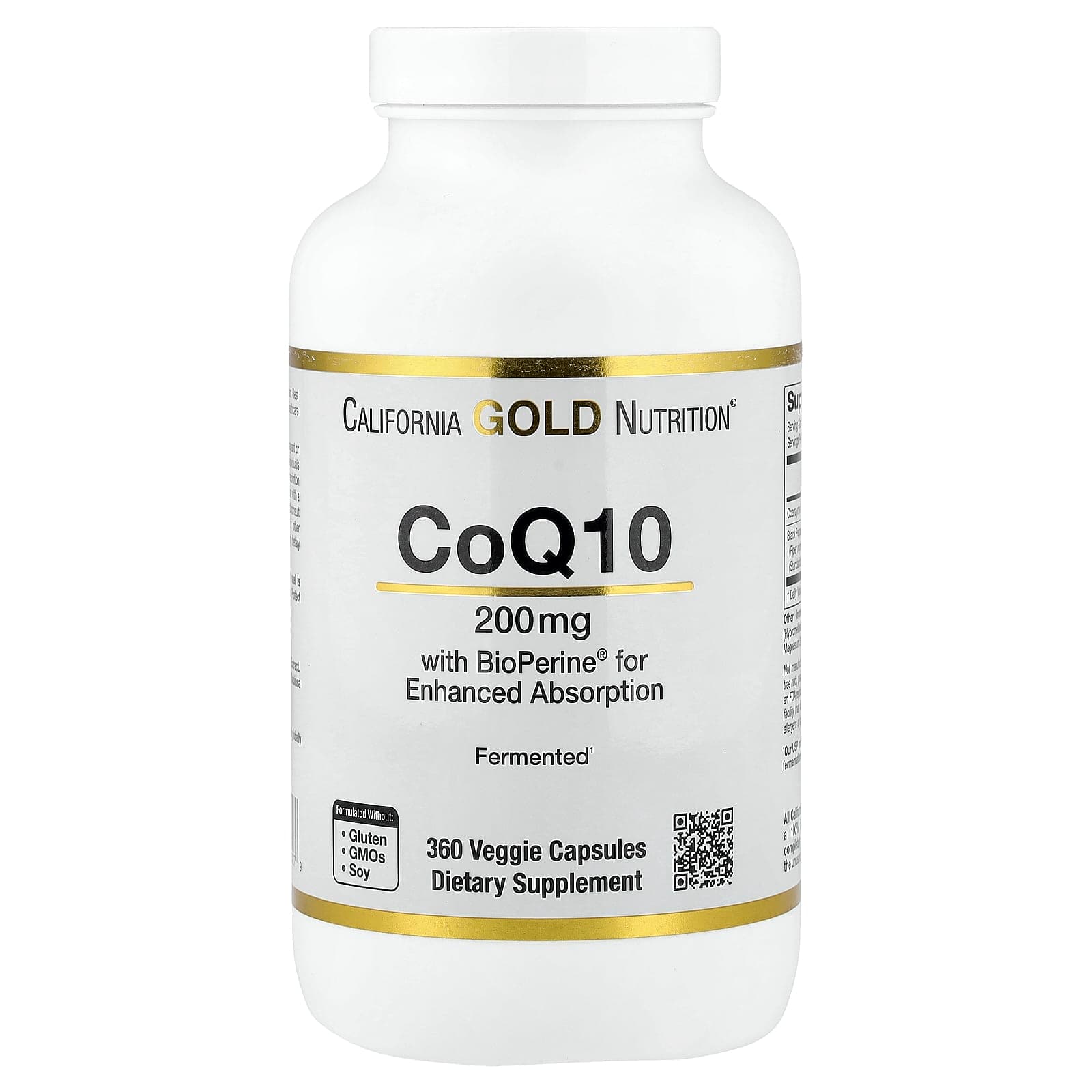 California Gold Nutrition CoQ10 with Bioperine Black Pepper Extract – 360 gélules végétales de California Gold Nutrition