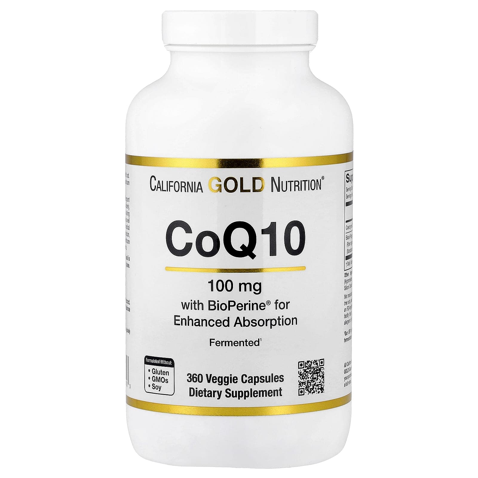 California Gold Nutrition CoQ10, Ubiquinone USP with Bioperine Black Pepper Extract, Enhanced Bioavailability – 360 gélules végétales de California Gold Nutrition