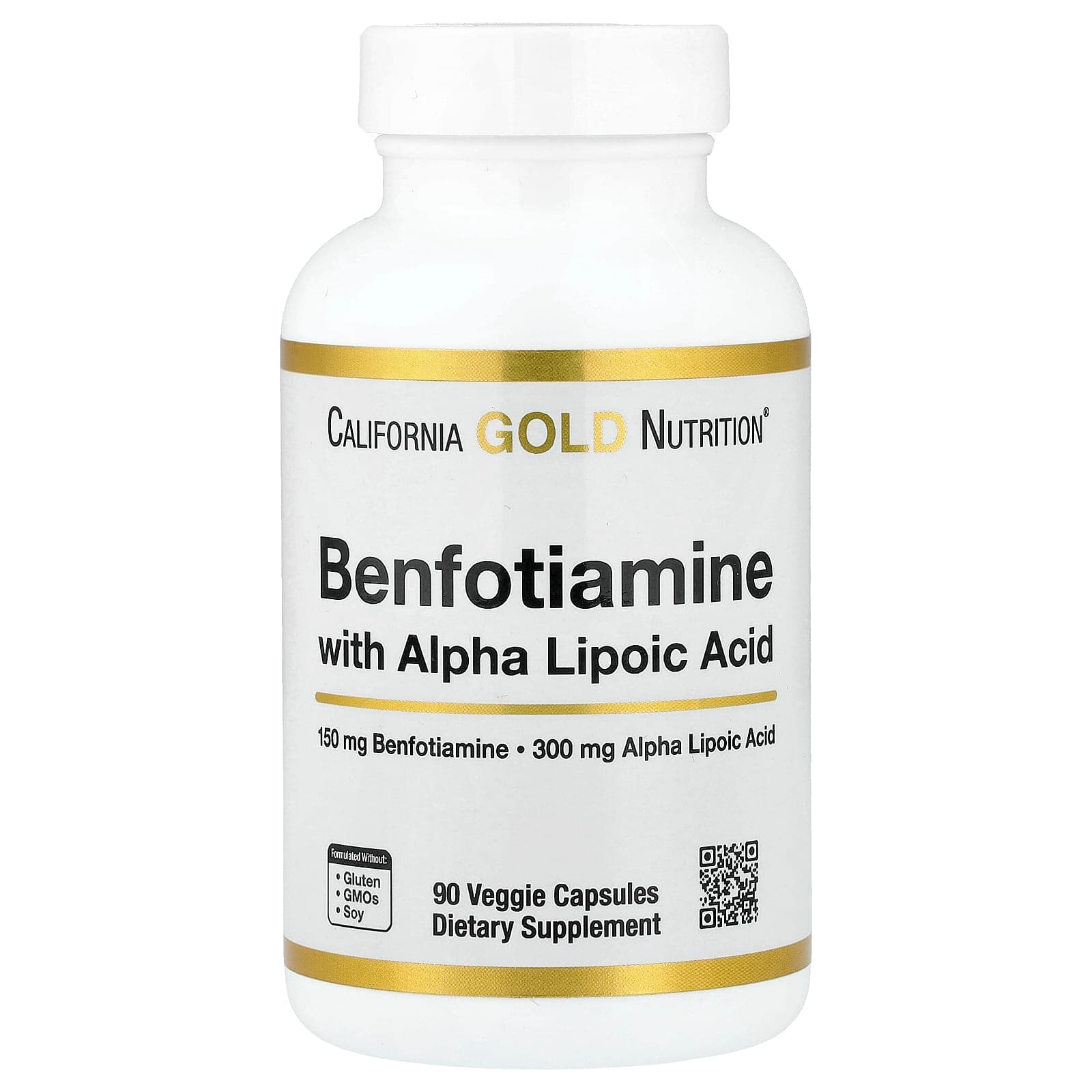 California Gold Nutrition Benfotiamine + Alpha Lipoic Acid – 90 gélules végétales de California Gold Nutrition