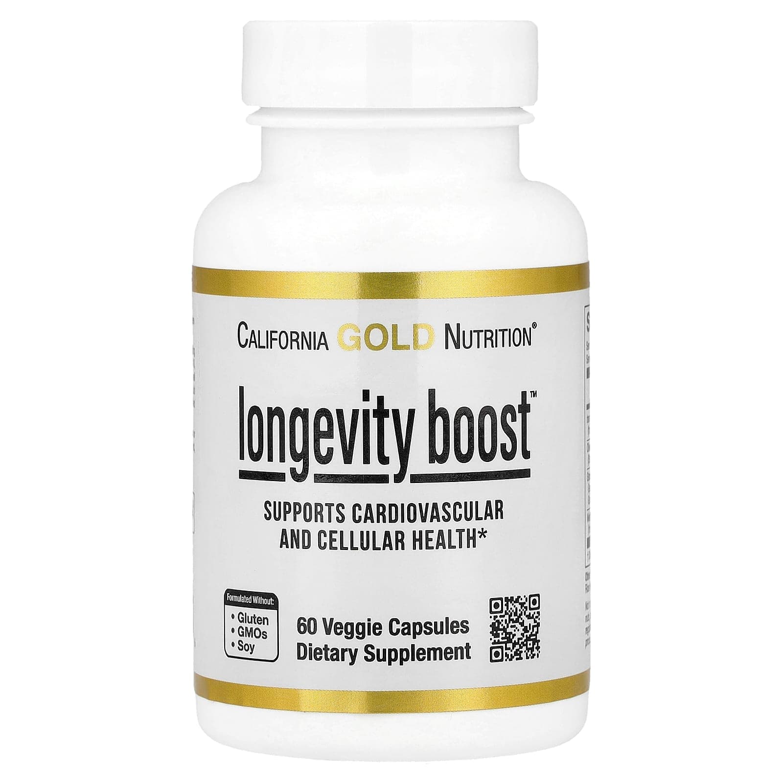 California Gold Nutrition Longevity Boost with trans-Resveratrol, Olive Leaf Extract – Grape Extract Blend and Medium Chain Triglycerides – 60 gélules végétales de California Gold Nutrition