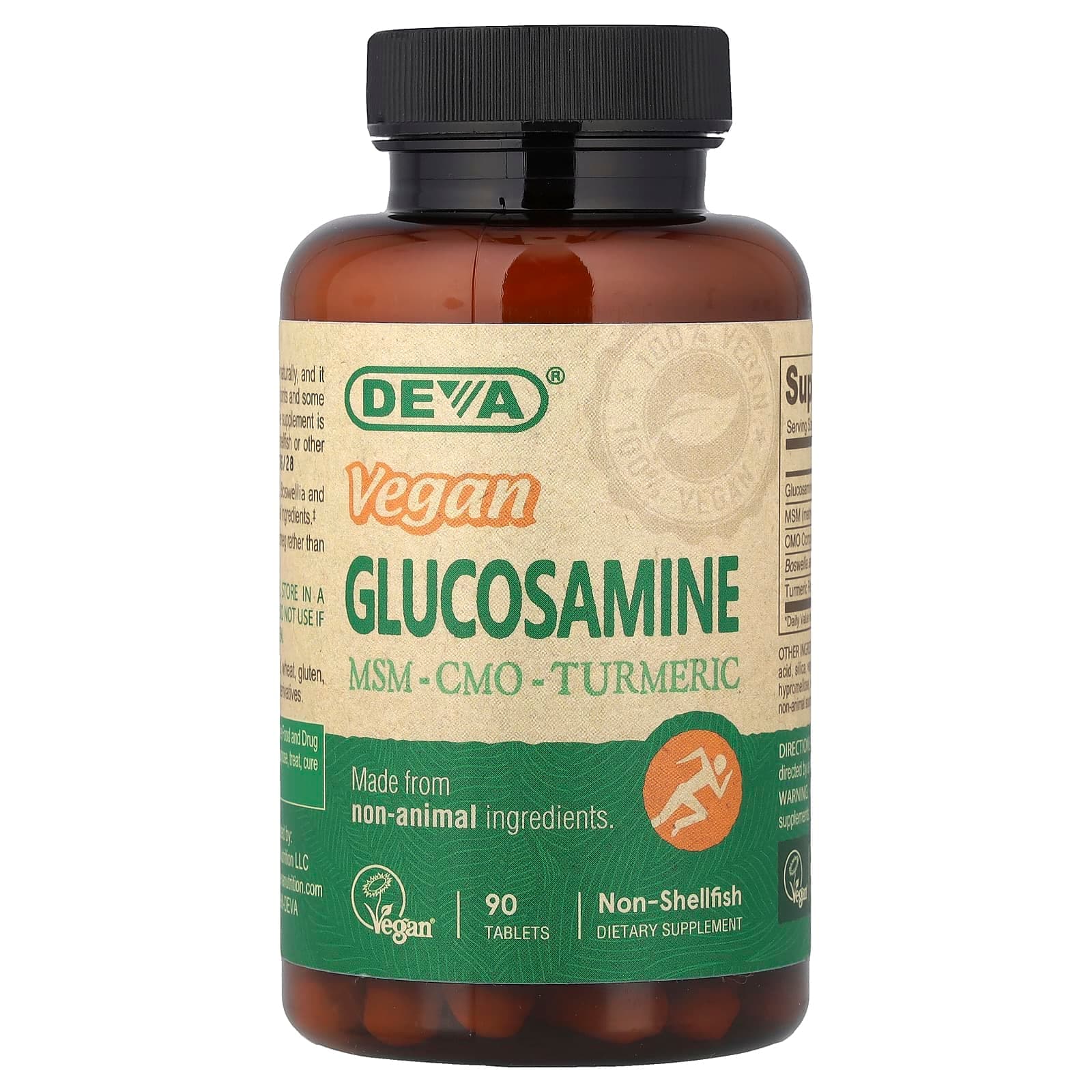 Deva Vegan Glucosamine MSM, CMO, Turmeric – 90 comprimés de Deva
