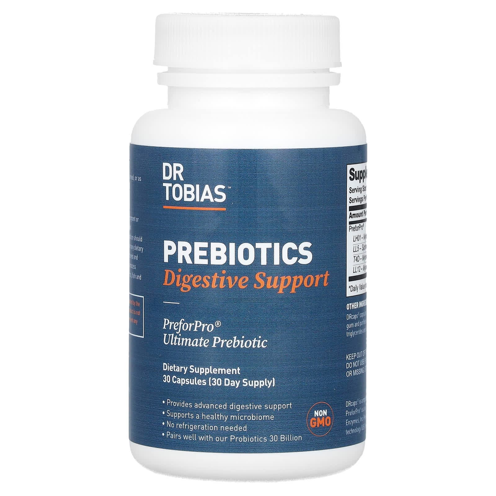 Dr. Tobias Prebiotics, Digestive Support – 30 gélules de Dr. Tobias