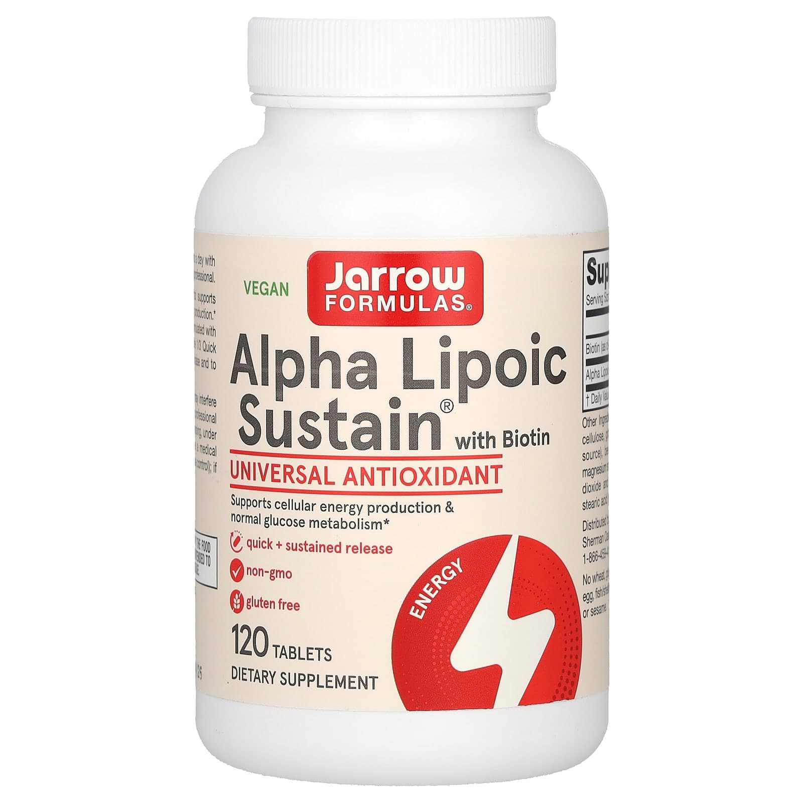 Jarrow Formulas Alpha Lipoic Sustain with Biotin – 120 comprimés de Jarrow Formulas
