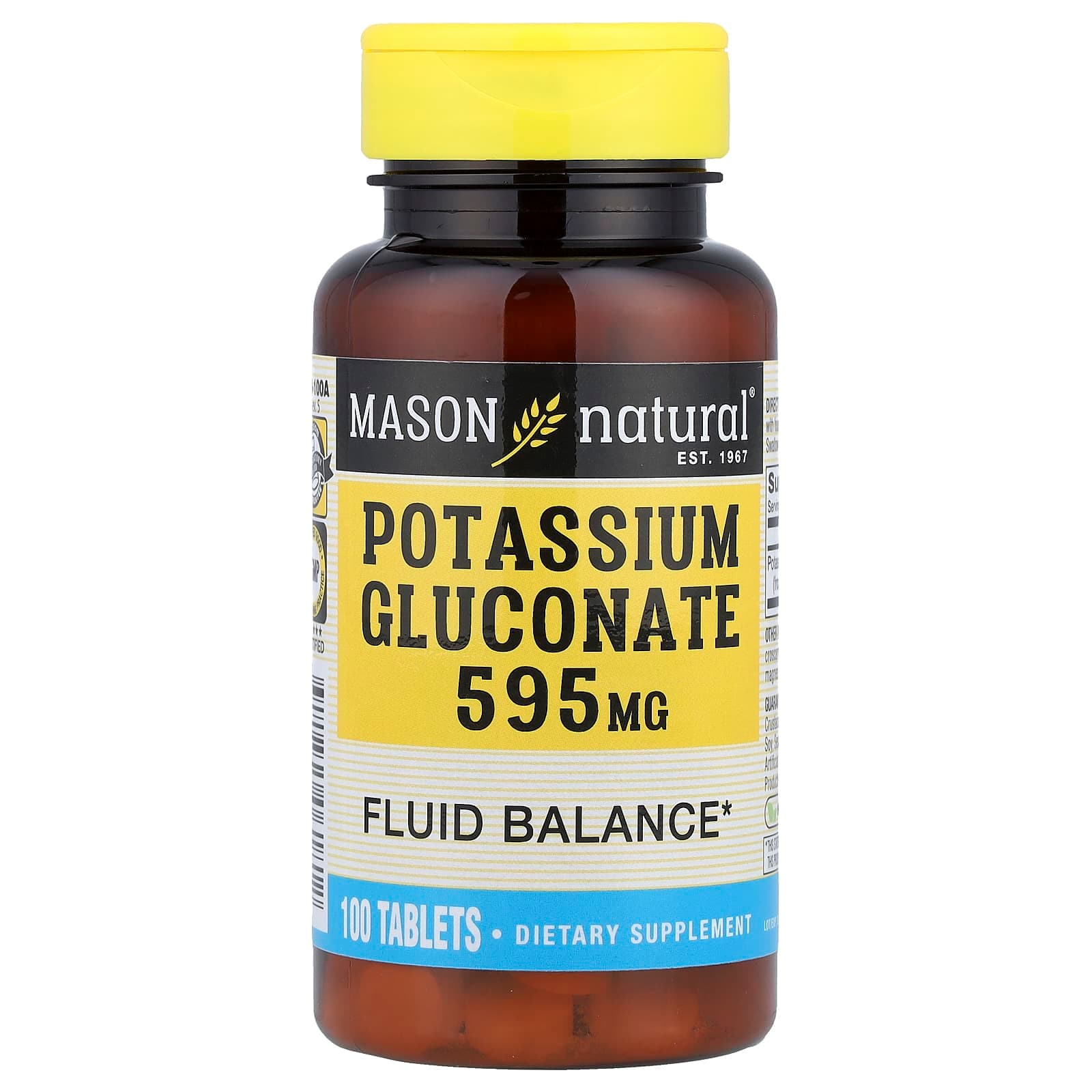 Mason Natural Potassium Gluconate – 100 comprimés de Mason Natural