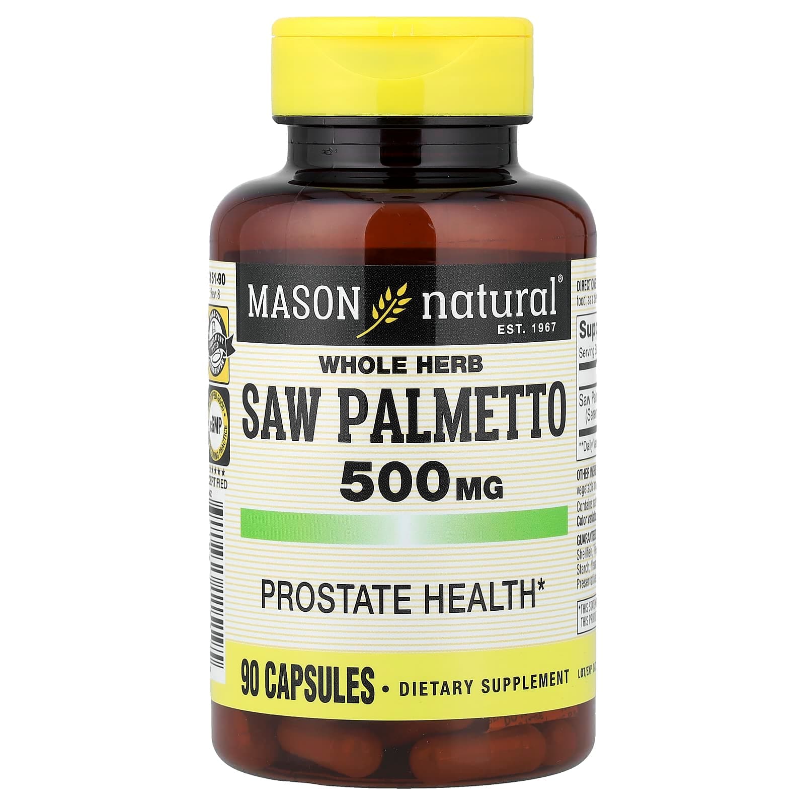 Mason Natural Whole Herb Saw Palmetto – 90 gélules de Mason Natural