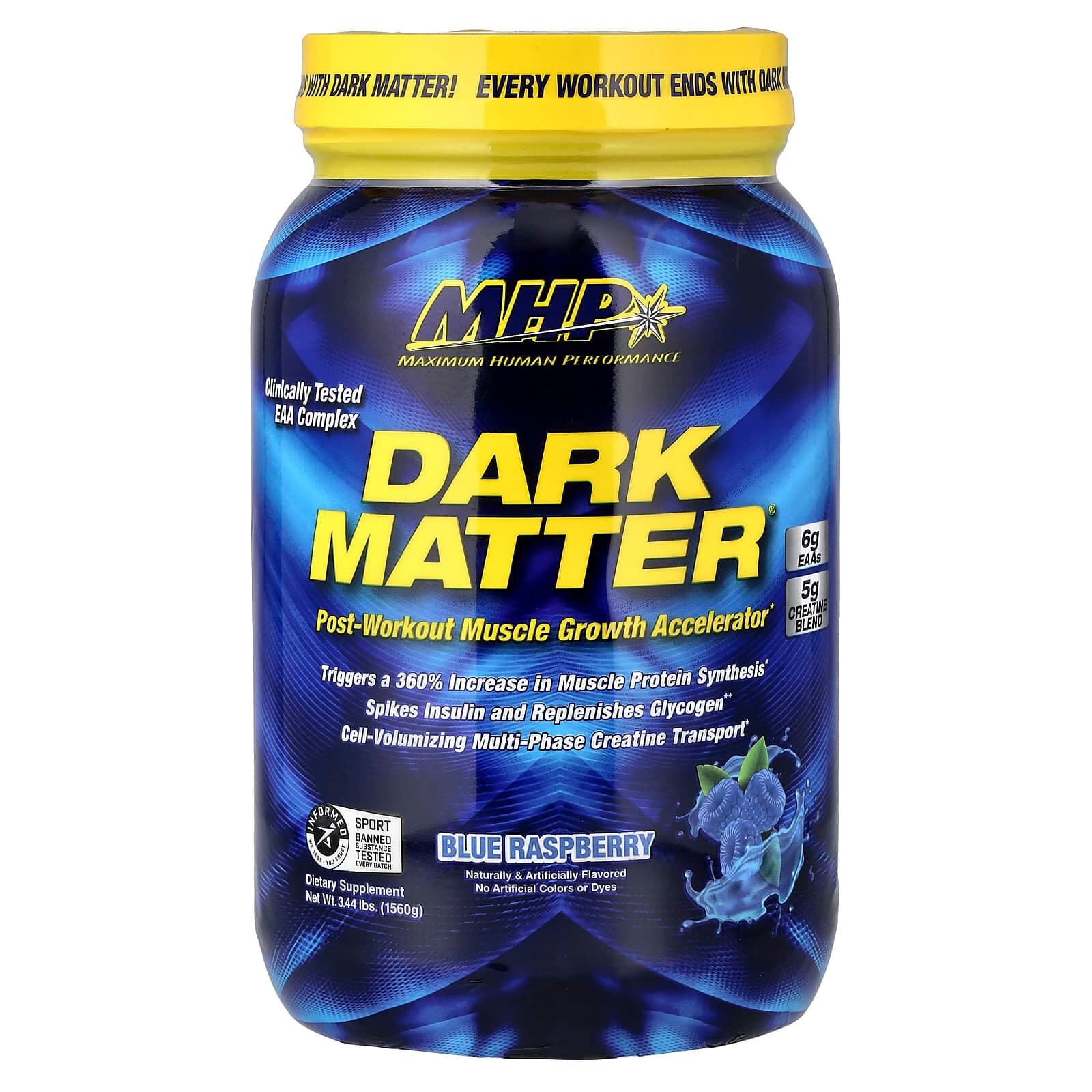 MHP DARK MATTER, Post-Workout Muscle Growth Accelerator – Blue Raspberry – 1560 g de MHP