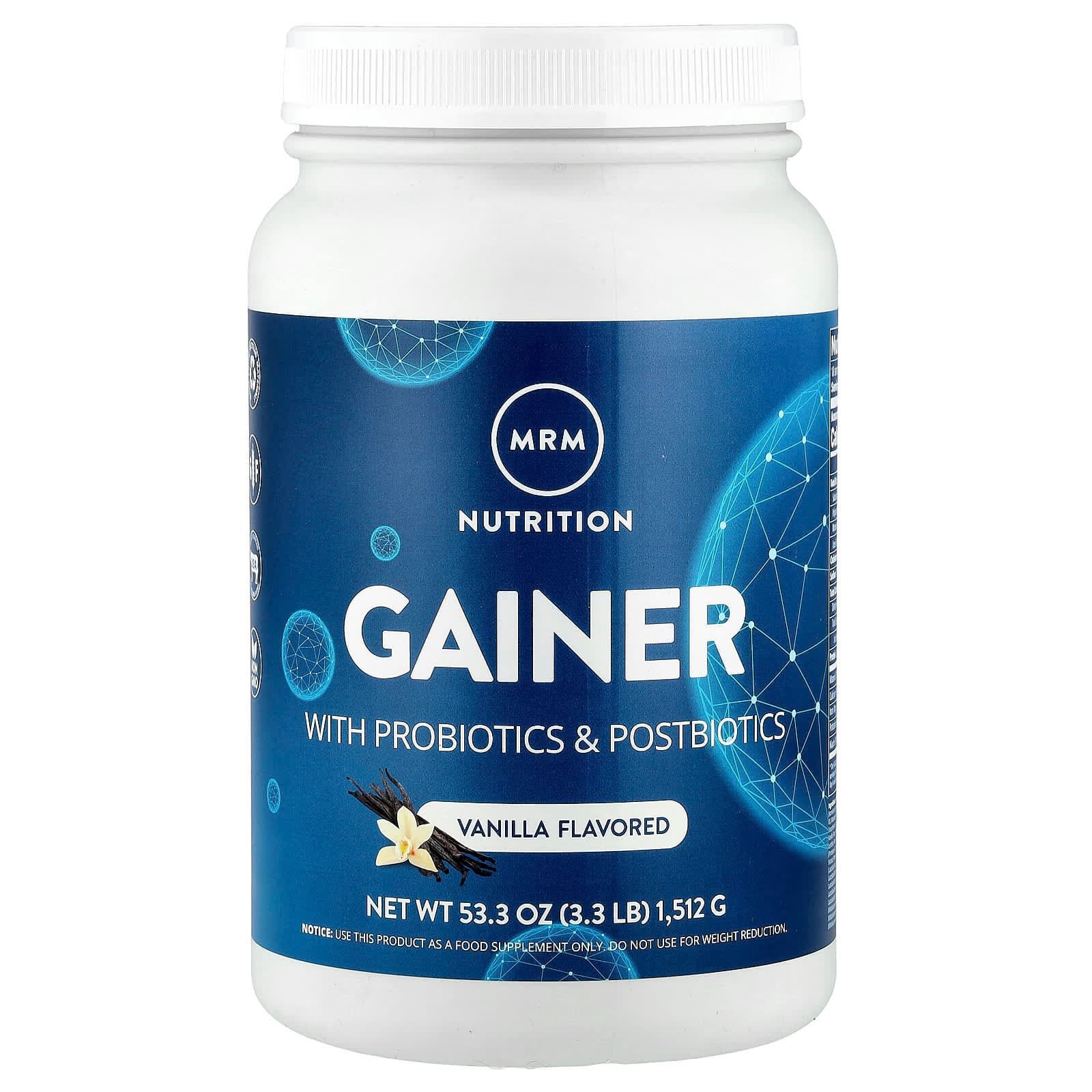 MRM Nutrition Gainer with Probiotics & Postbiotics – Vanilla – 1512 g de MRM Nutrition