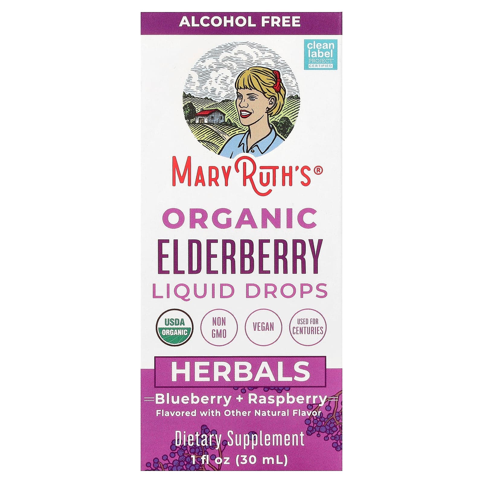 MaryRuth's Organic Elderberry Liquid Drops, Blueberry + Raspberry, Alcohol Free – Organic Elderberry Liquid Drops – 30 ml de MaryRuth's