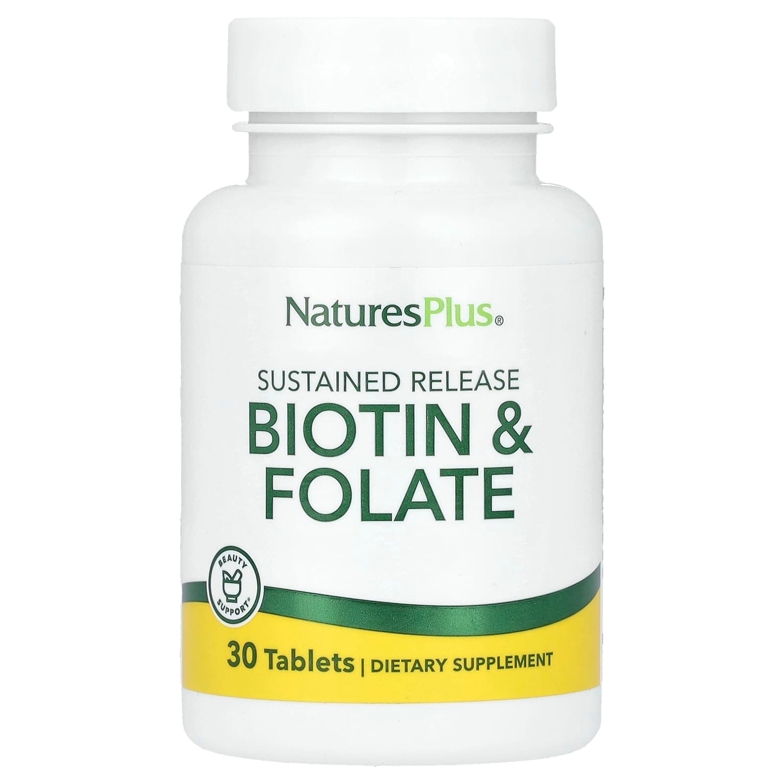 NaturesPlus Sustained Release Biotin & Folate – 30 comprimés de NaturesPlus