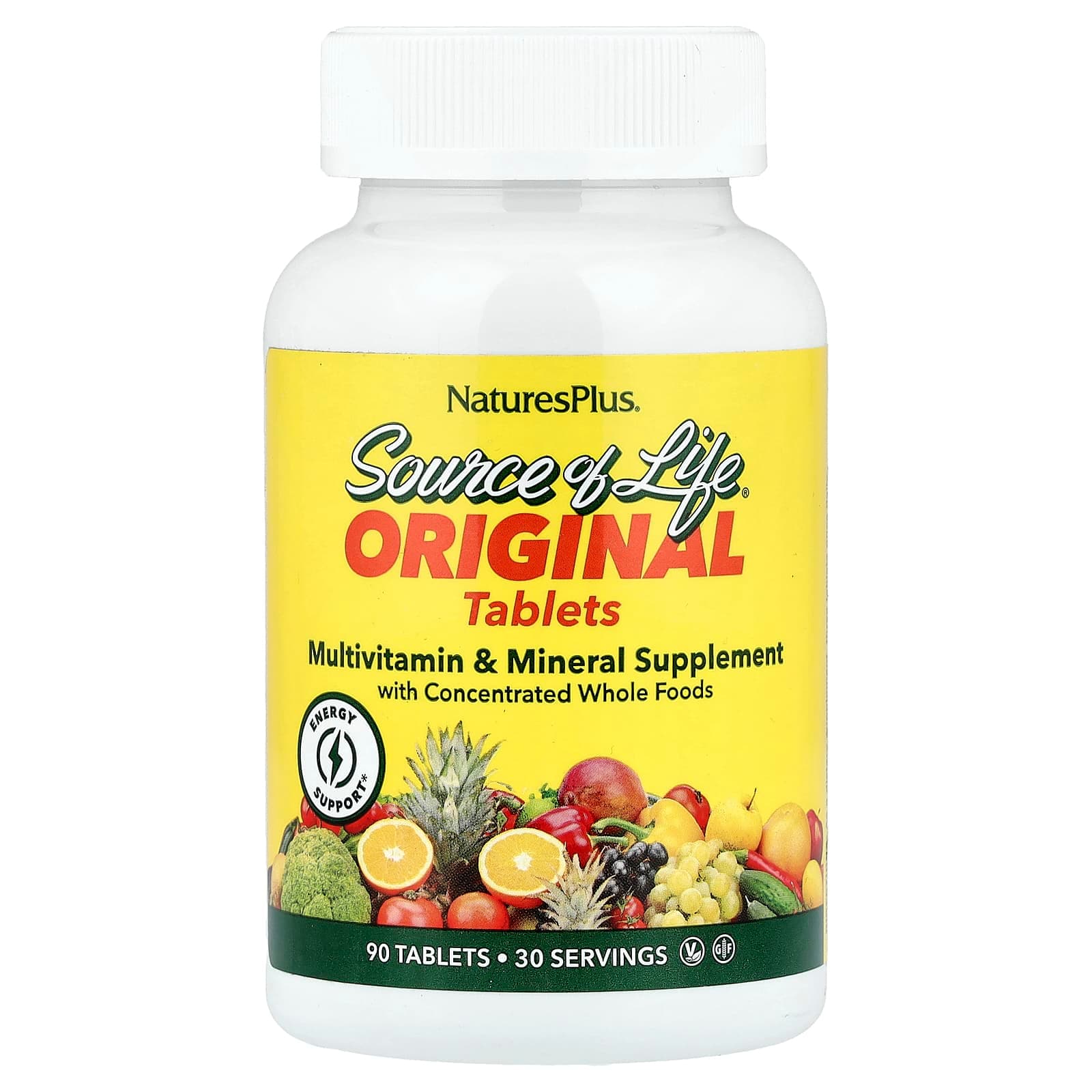NaturesPlus Source of Life, Original Tablets, Multivitamin & Mineral Supplement – 90 comprimés de NaturesPlus