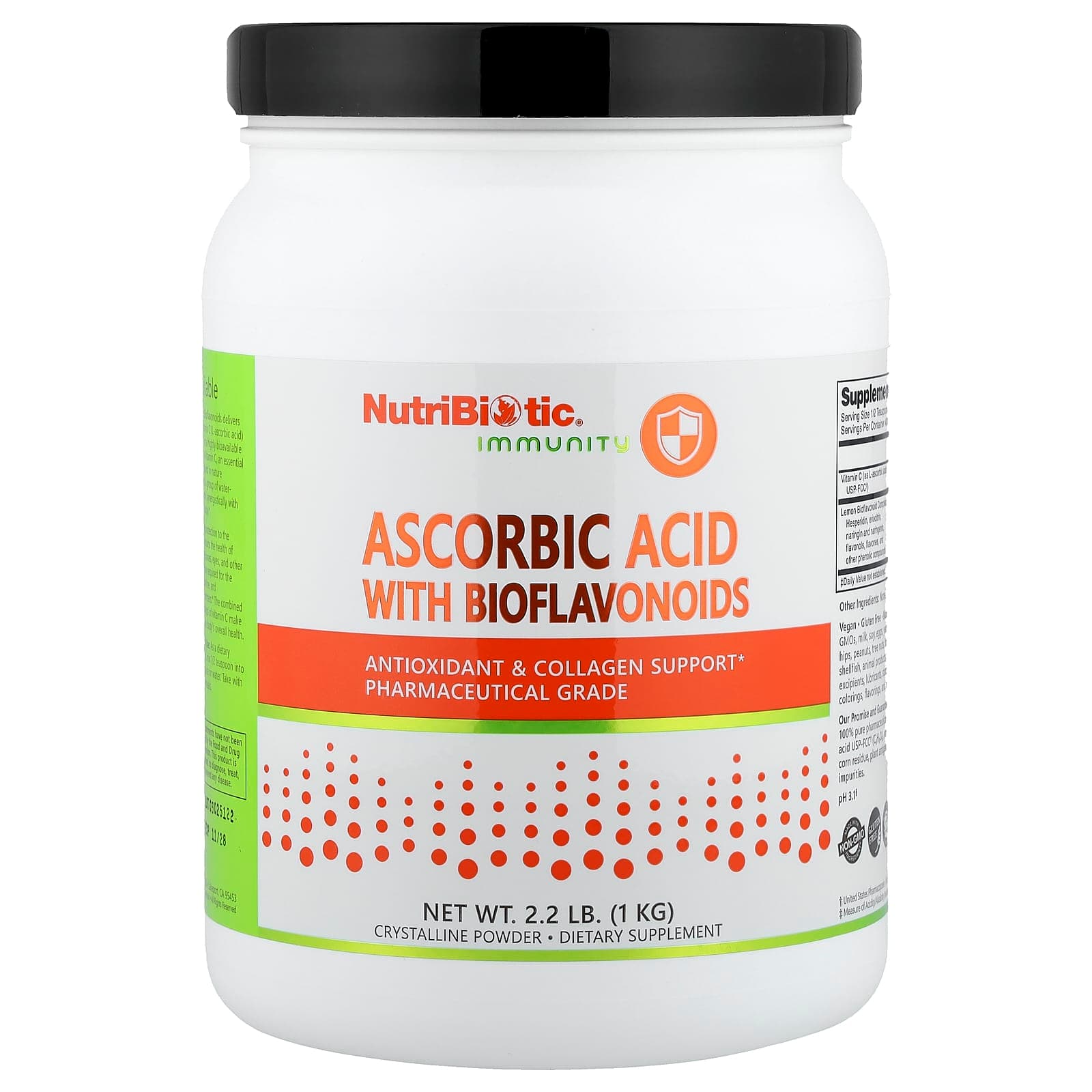 NutriBiotic Immunity, Ascorbic Acid with Bioflavonoids – 1 kg de NutriBiotic