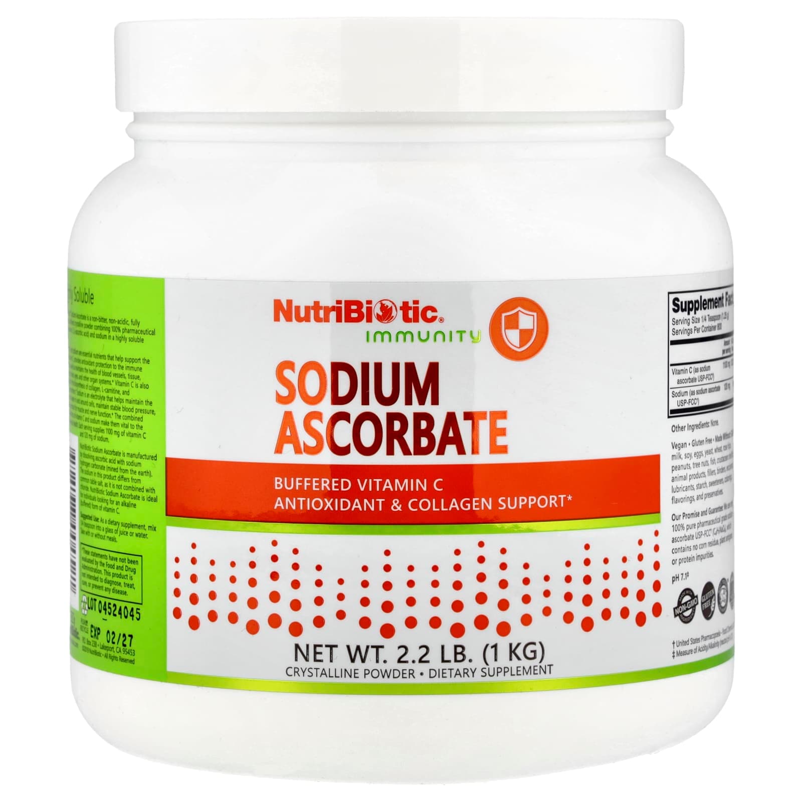 NutriBiotic Immunity, Sodium Ascorbate, Crystalline Powder – 1 kg de NutriBiotic