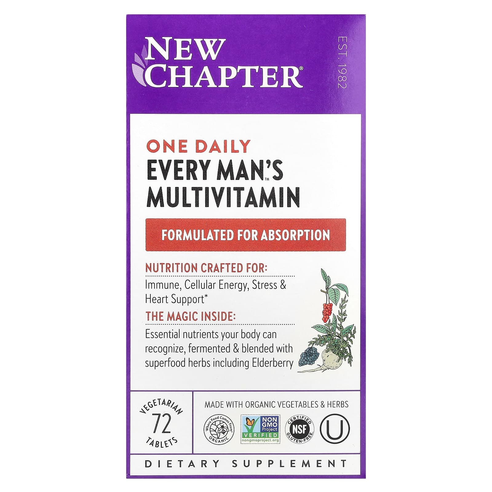 New Chapter One Daily Every Man's Multivitamin, 72 Vegetarian Tablets de New Chapter