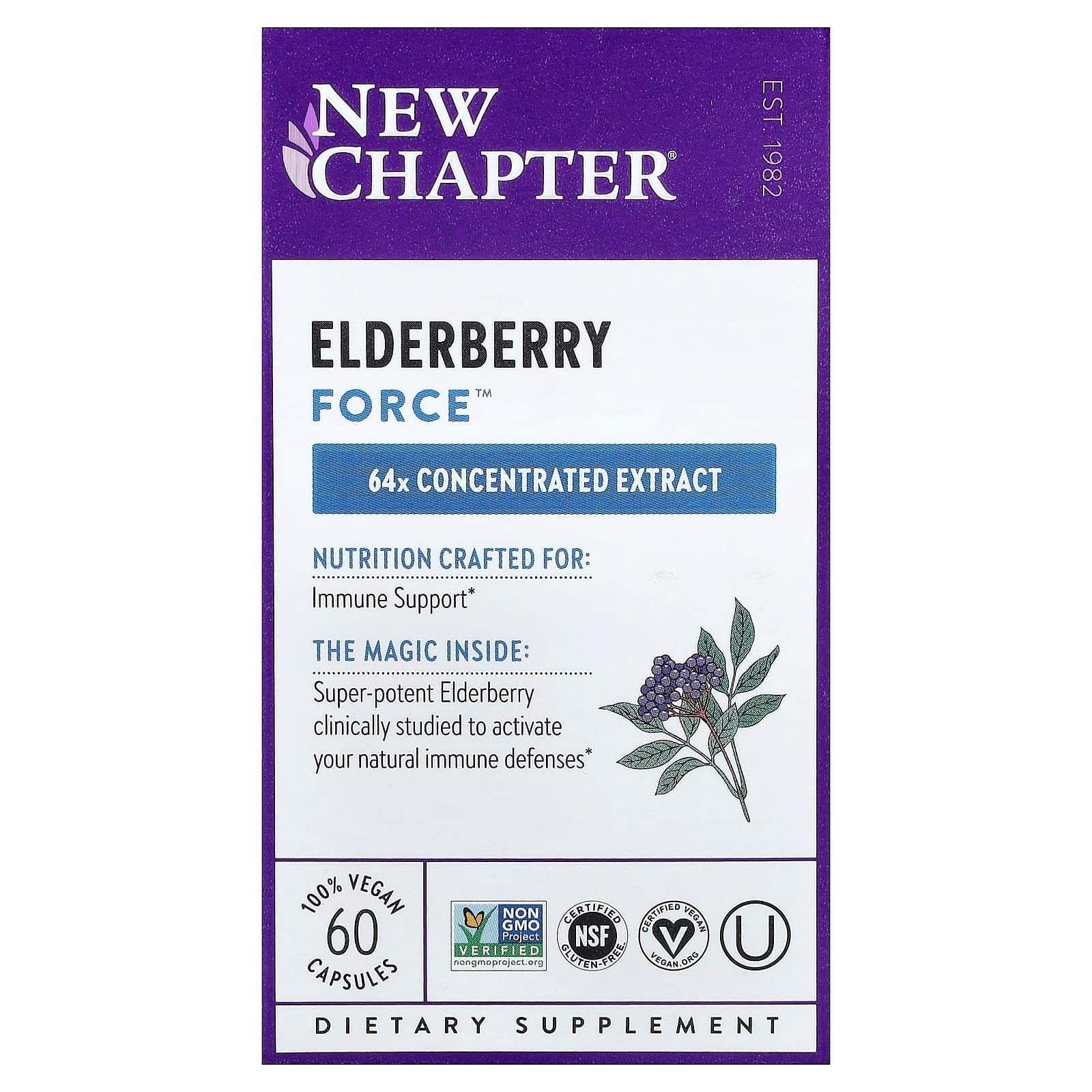New Chapter Elderberry Force – Elderberry Force – 60 gélules véganes de New Chapter