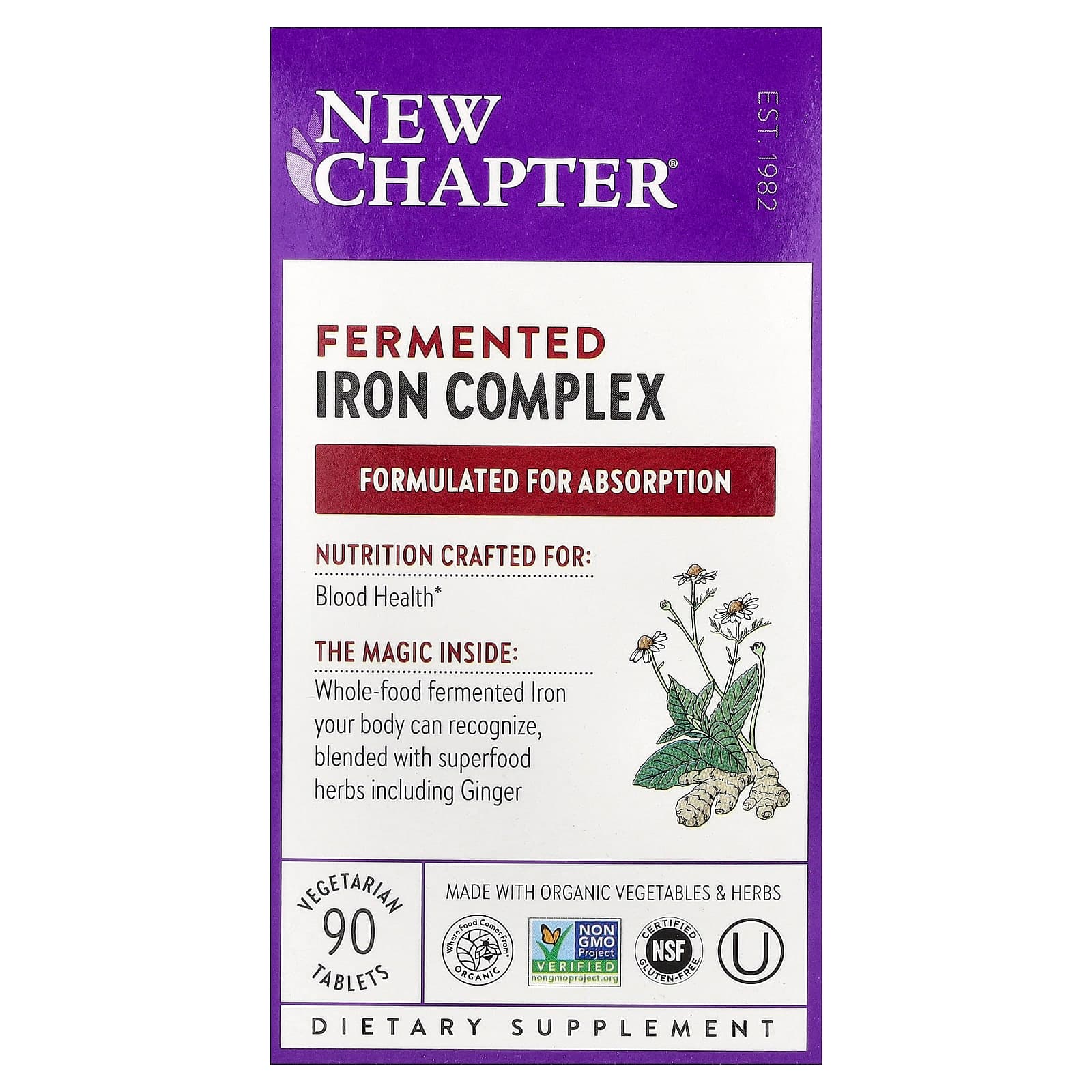 New Chapter Fermented Iron Complex, 90 Vegetarian Tablets de New Chapter