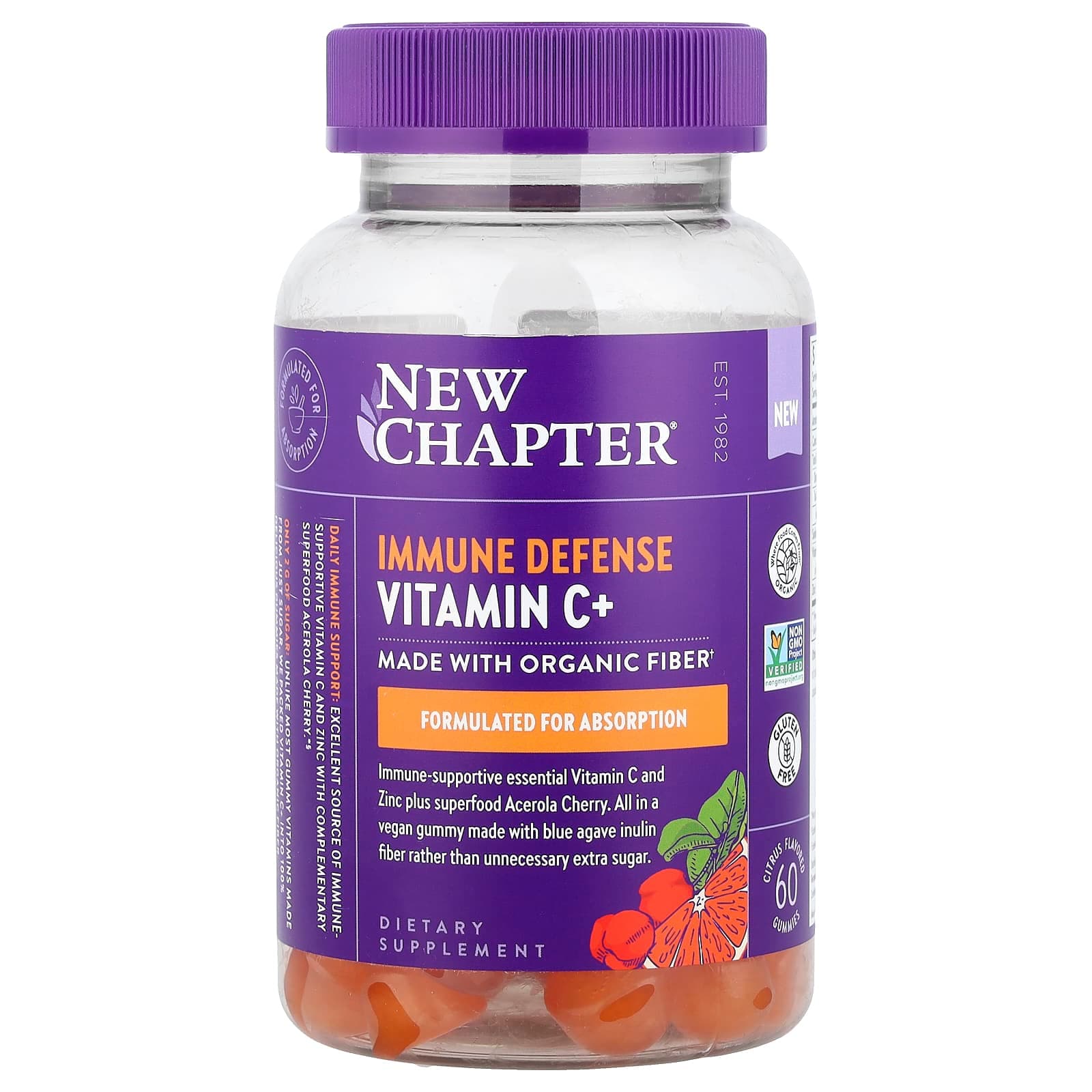 New Chapter Immune Defense Vitamin C+ – Citrus – 60 gommes de New Chapter