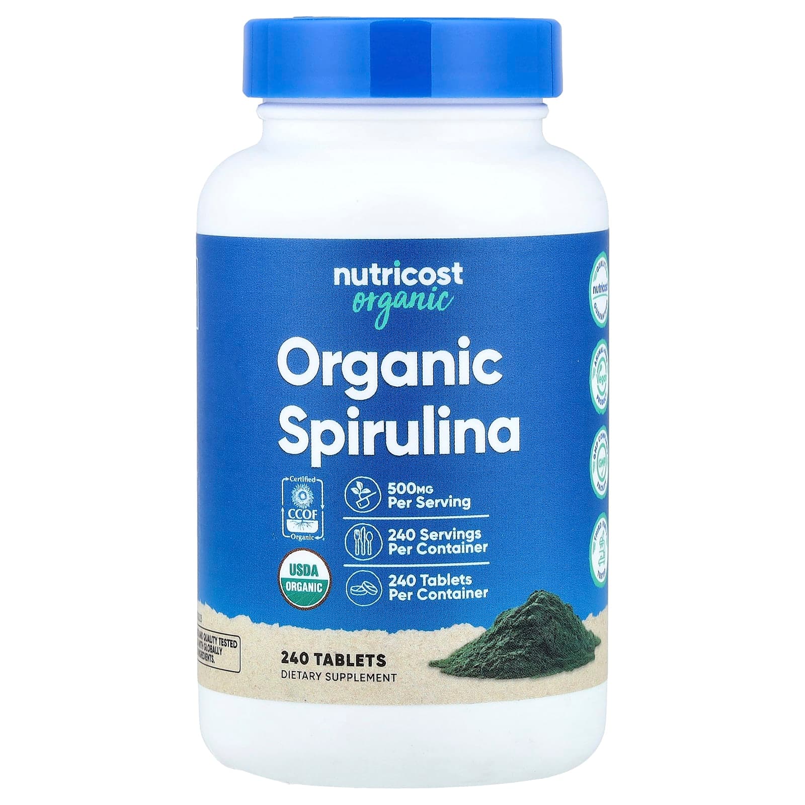 Nutricost Organic Spirulina – 240 comprimés de Nutricost