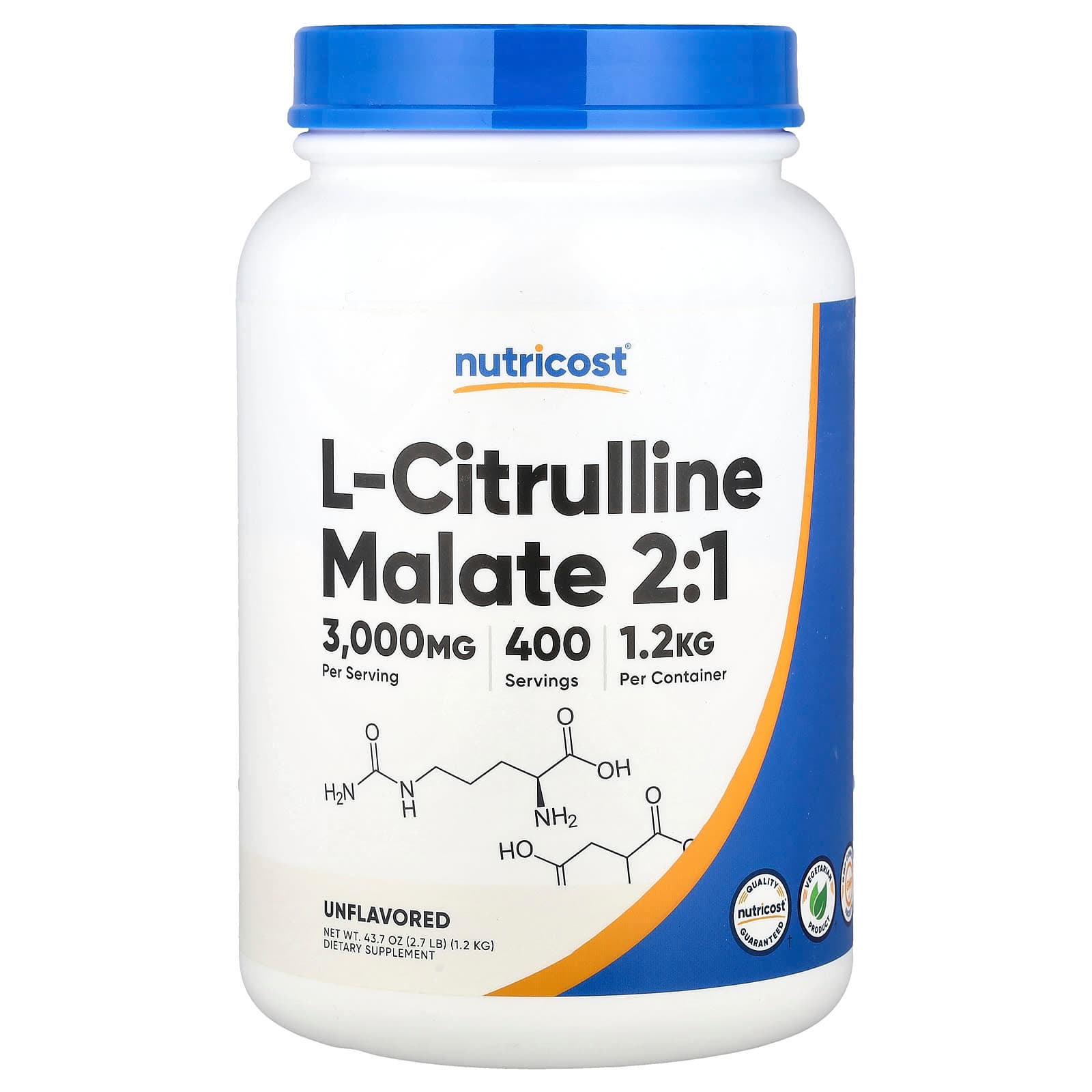 Nutricost L-Citrulline Malate 2:1 – Sans arôme – 1,2 kg de Nutricost