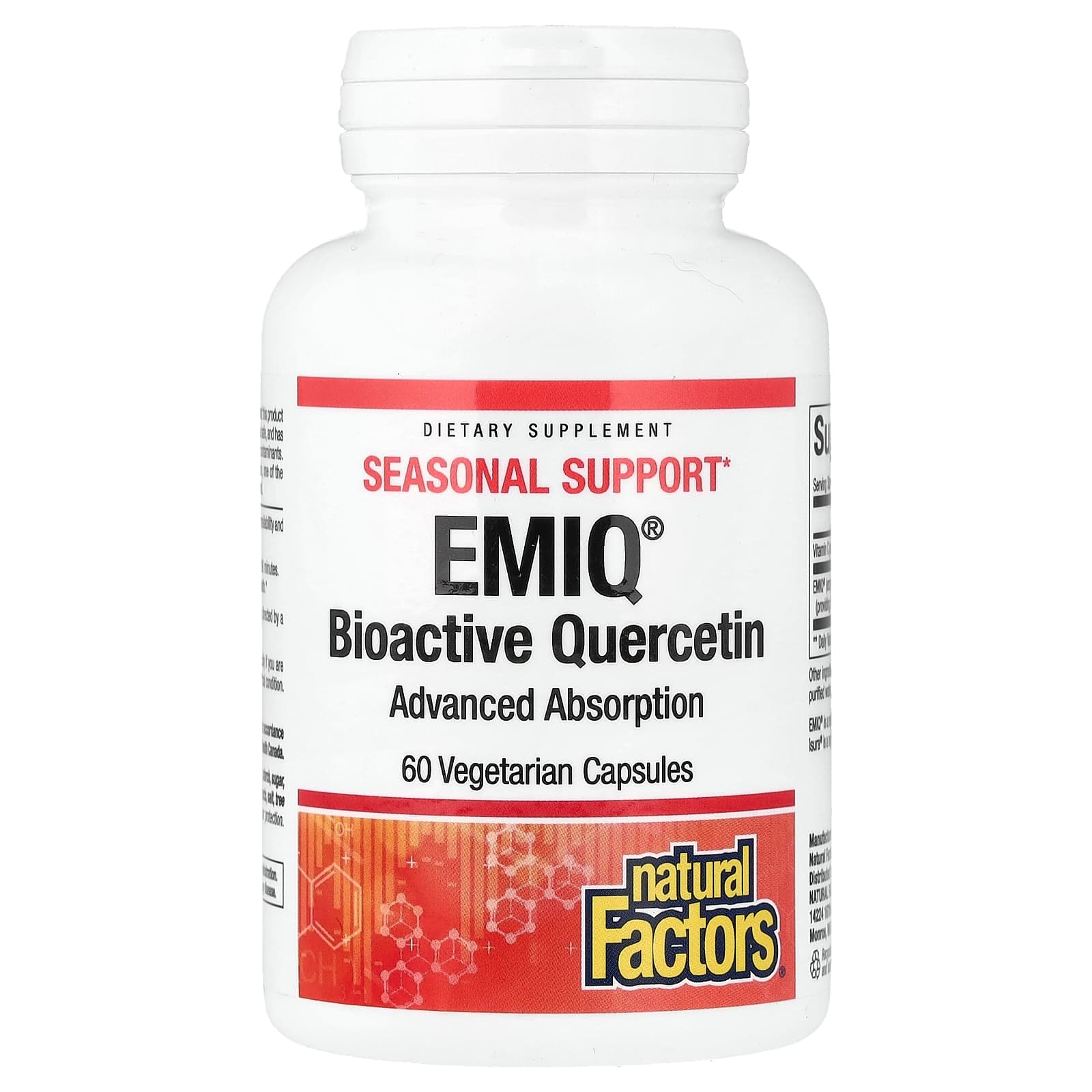 Natural Factors EMIQ, Bioactive Quercetin – 60 gélules végétales de Natural Factors