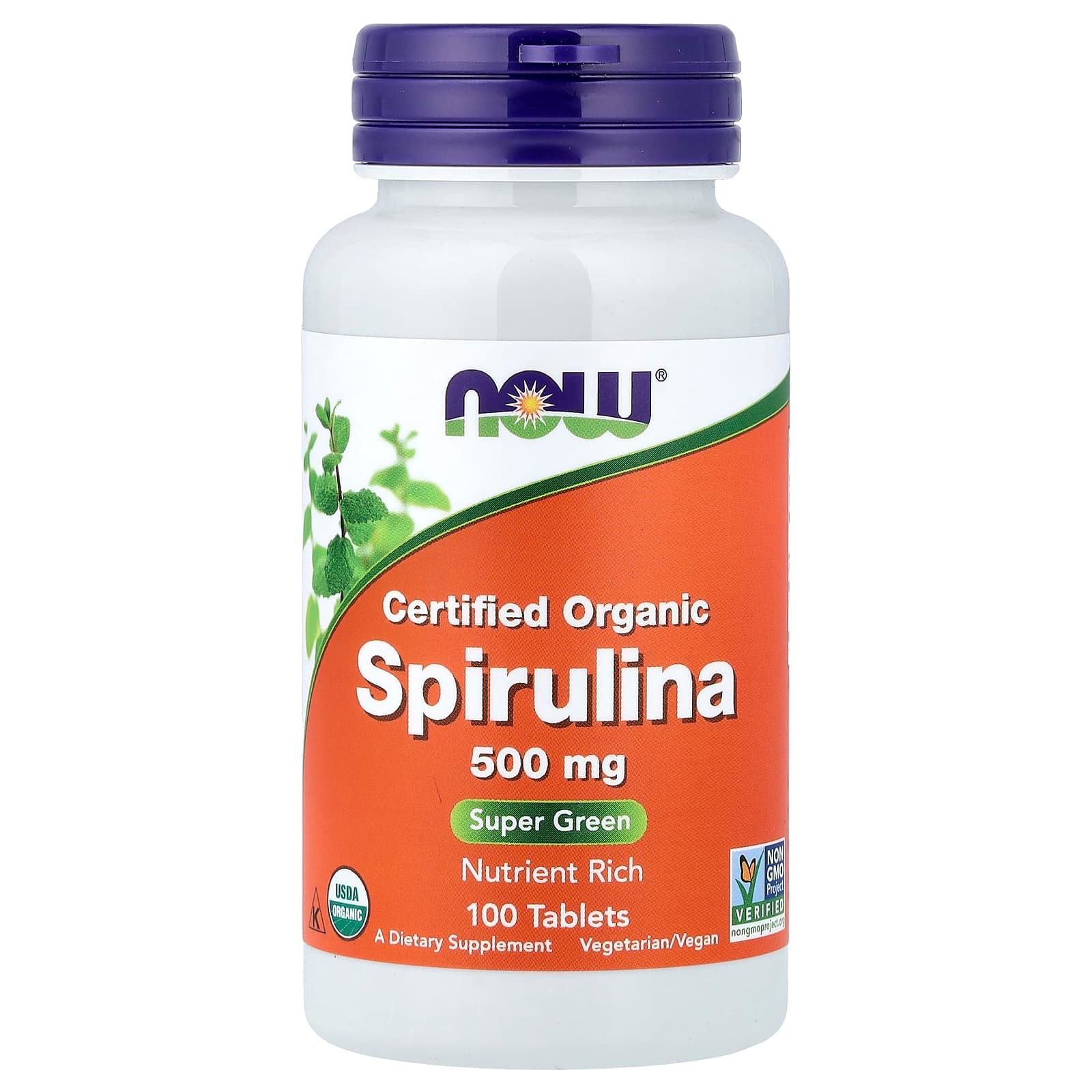 NOW Foods Certified Organic Spirulina – 100 comprimés de NOW Foods