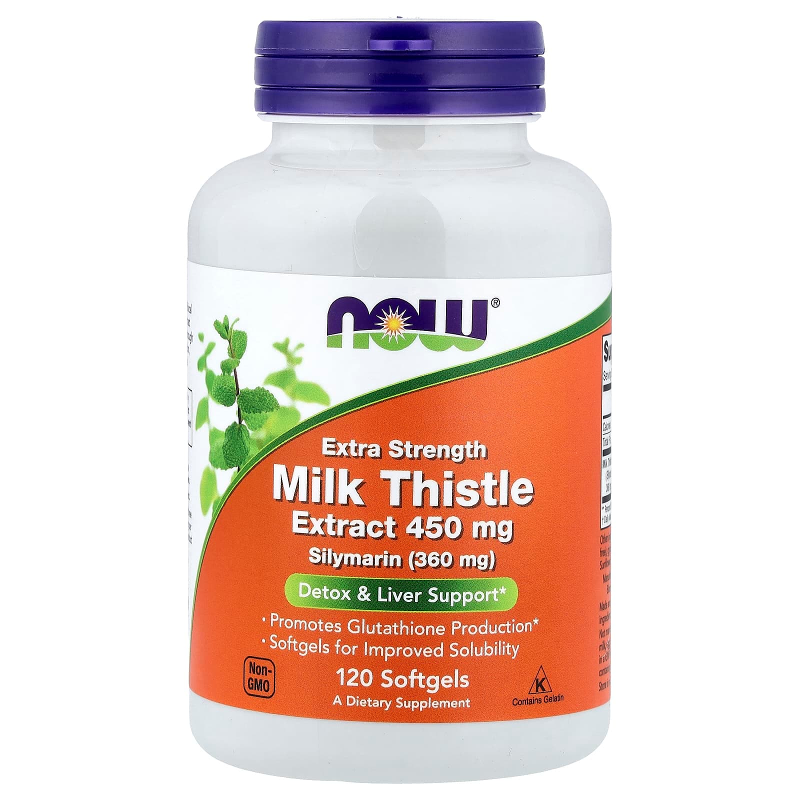 NOW Foods Milk Thistle Extract – 120 capsules molles de NOW Foods