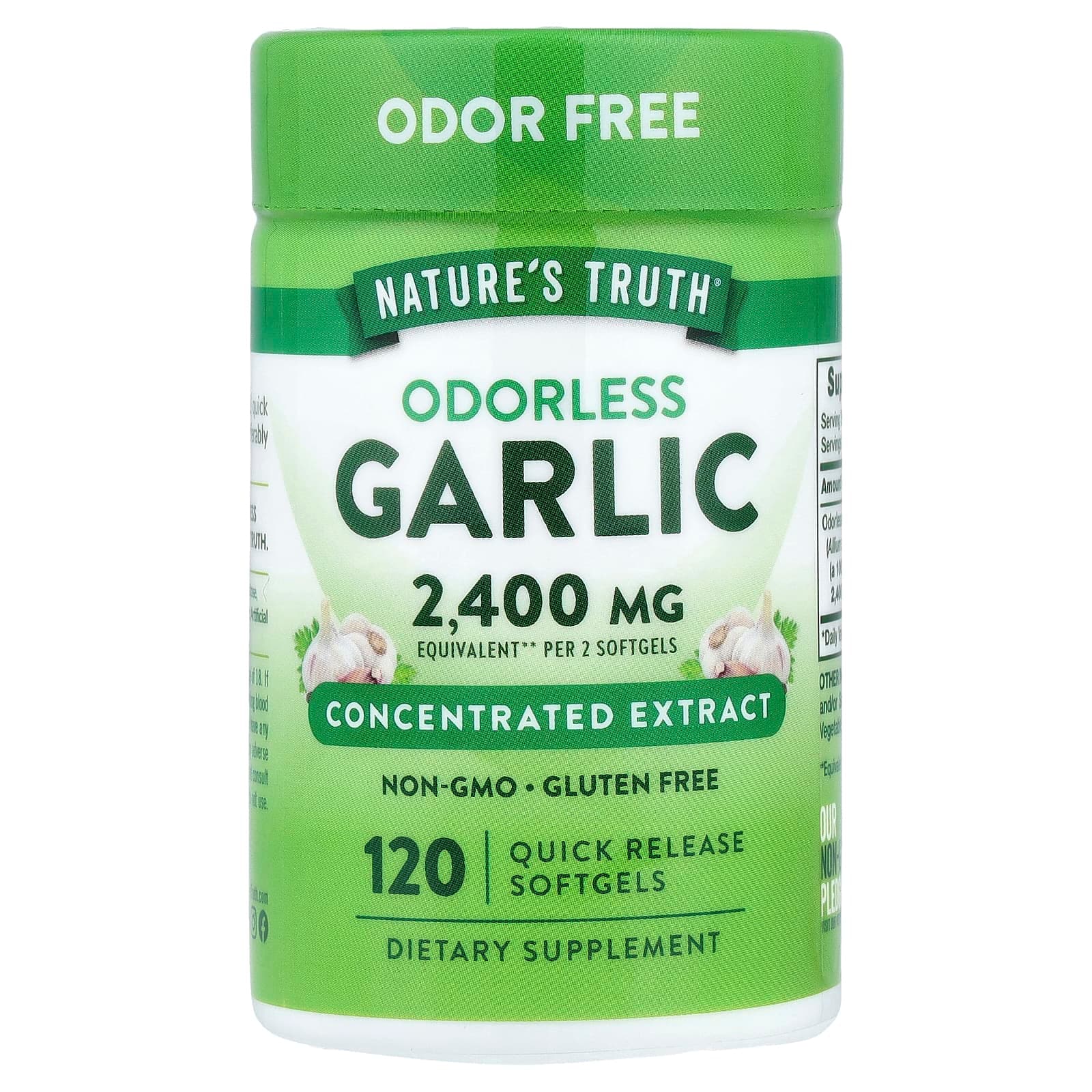 Nature's Truth Odorless Garlic, 120 Quick Release Softgels (12 mg per Softgel) de Nature's Truth