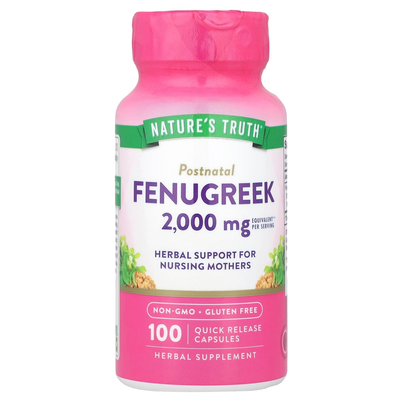 Nature's Truth Fenugreek, 100 Quick Release Capsules (1, 000 mg per Capsule) de Nature's Truth