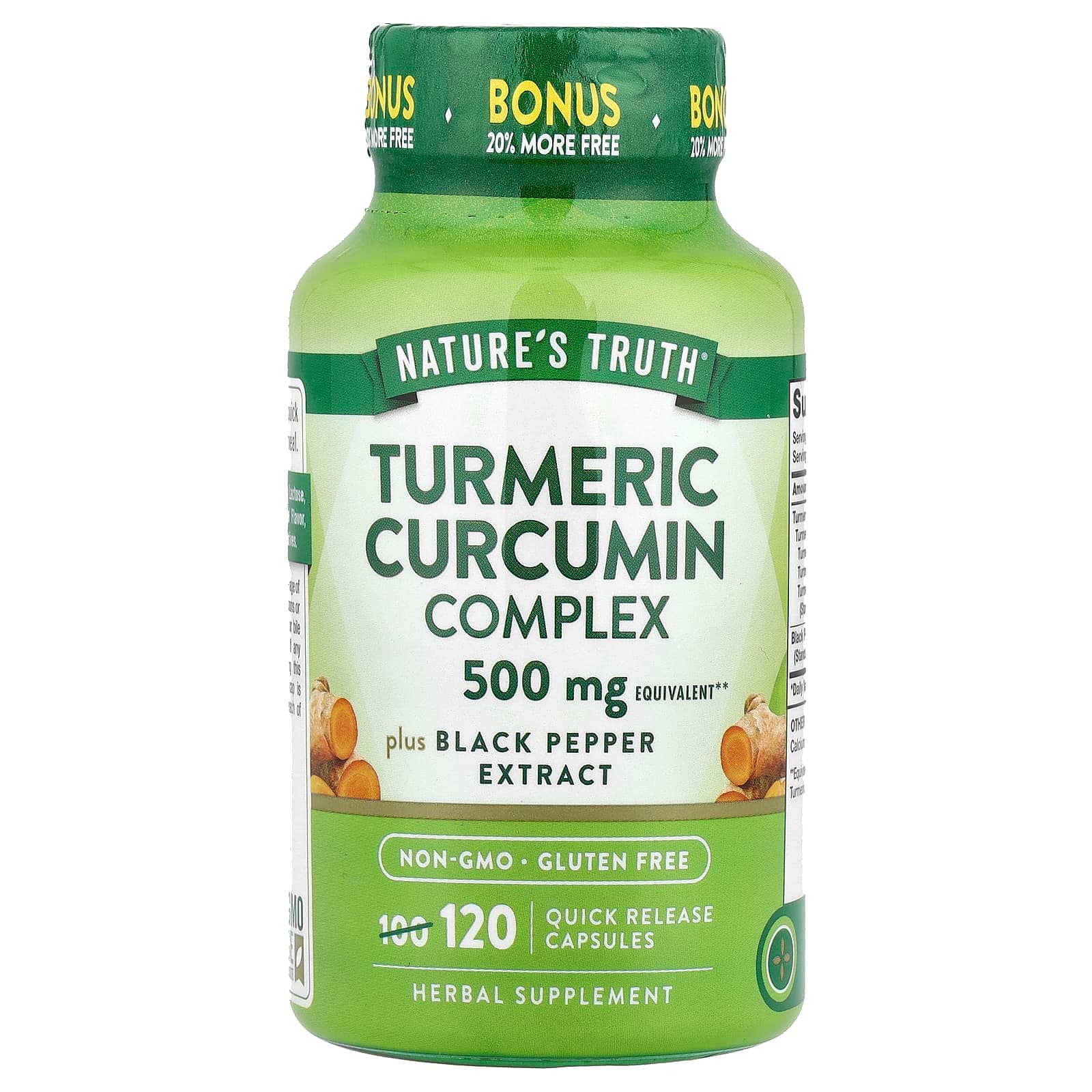 Nature's Truth Turmeric Curcumin Complex Plus Black Pepper Extract, 120 Quick Release Capsules de Nature's Truth