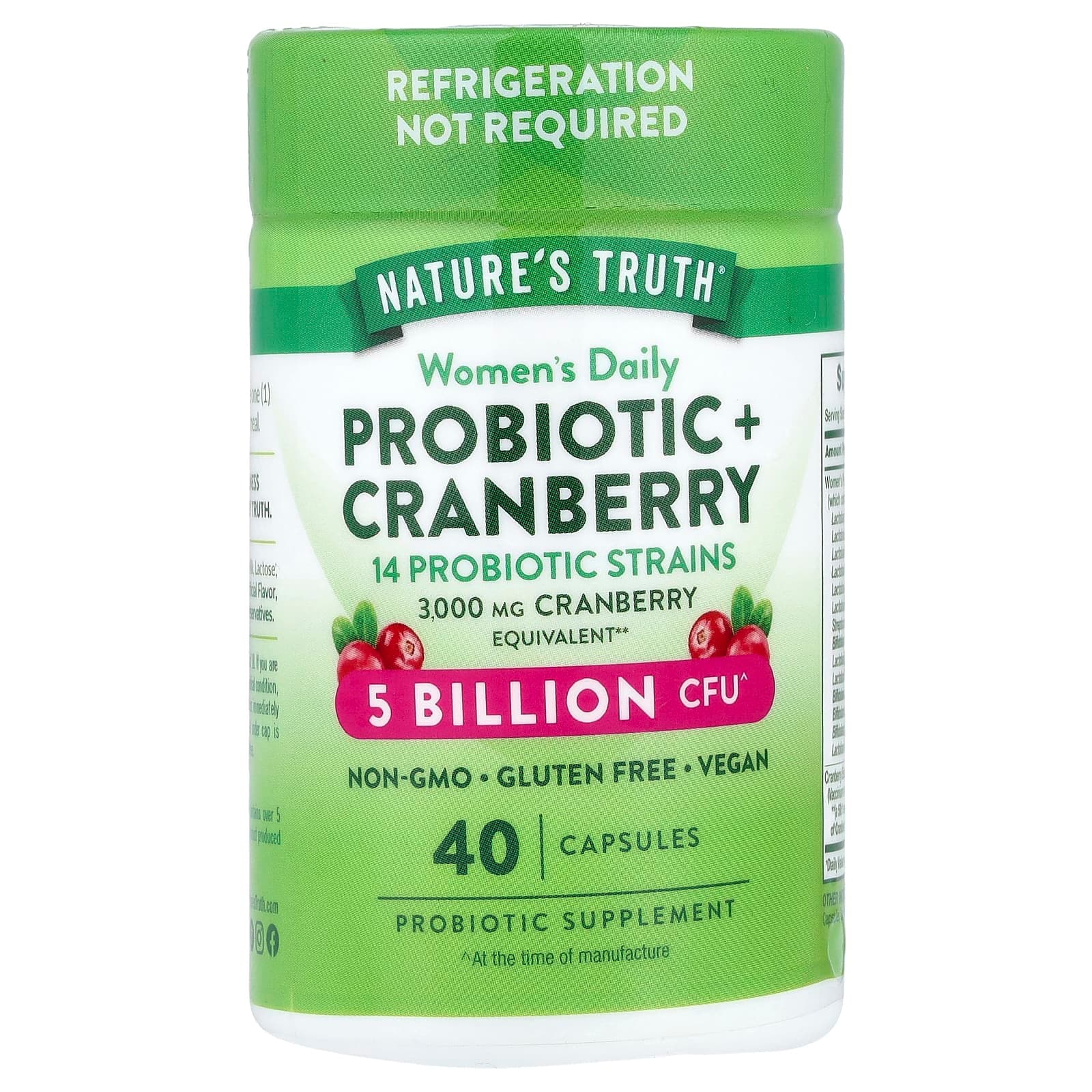 Nature's Truth Women's Daily Probiotic + Cranberry – Women's Daily Probiotic + Cranberry – 40 gélules de Nature's Truth