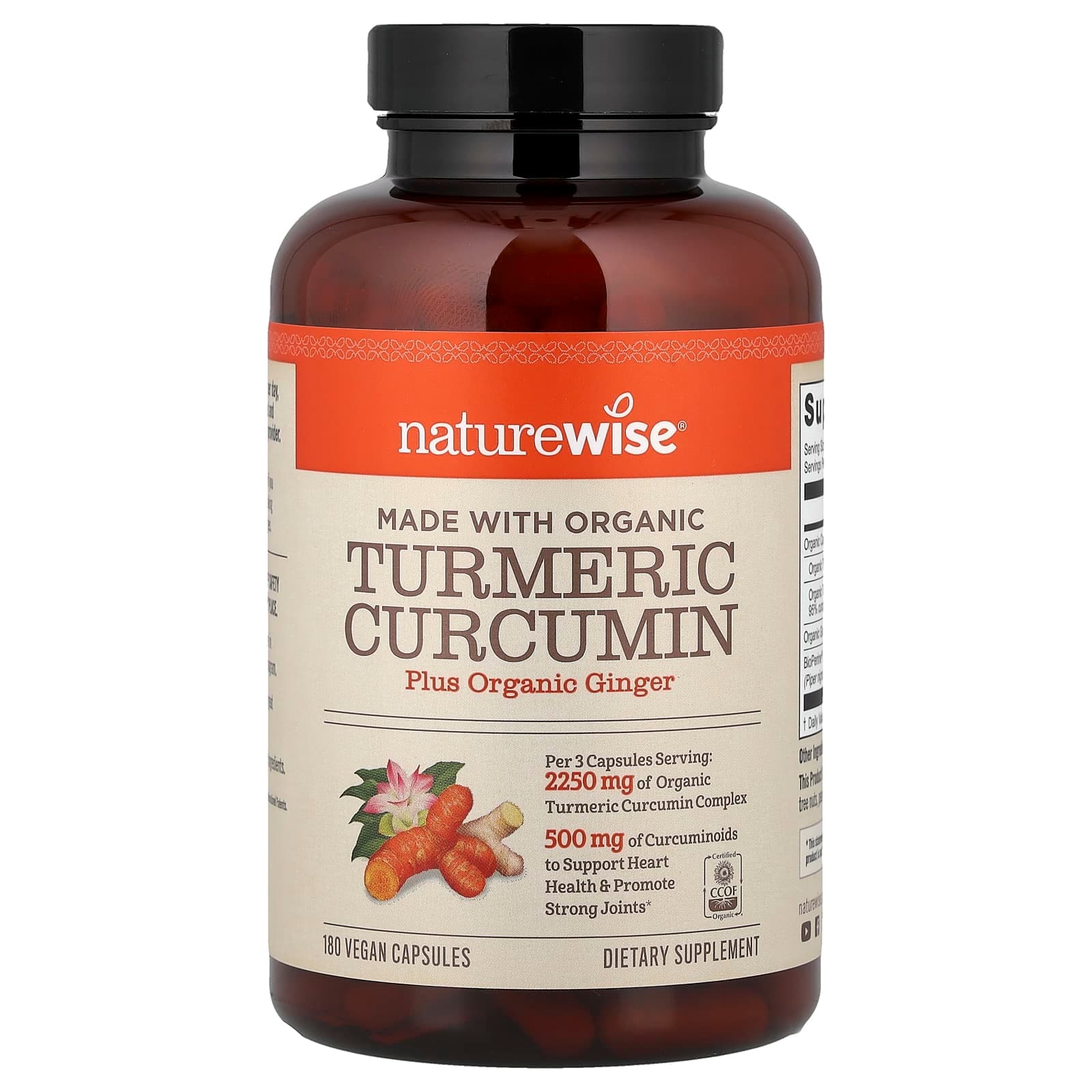NatureWise Organic Turmeric Curcumin – 180 gélules véganes de NatureWise