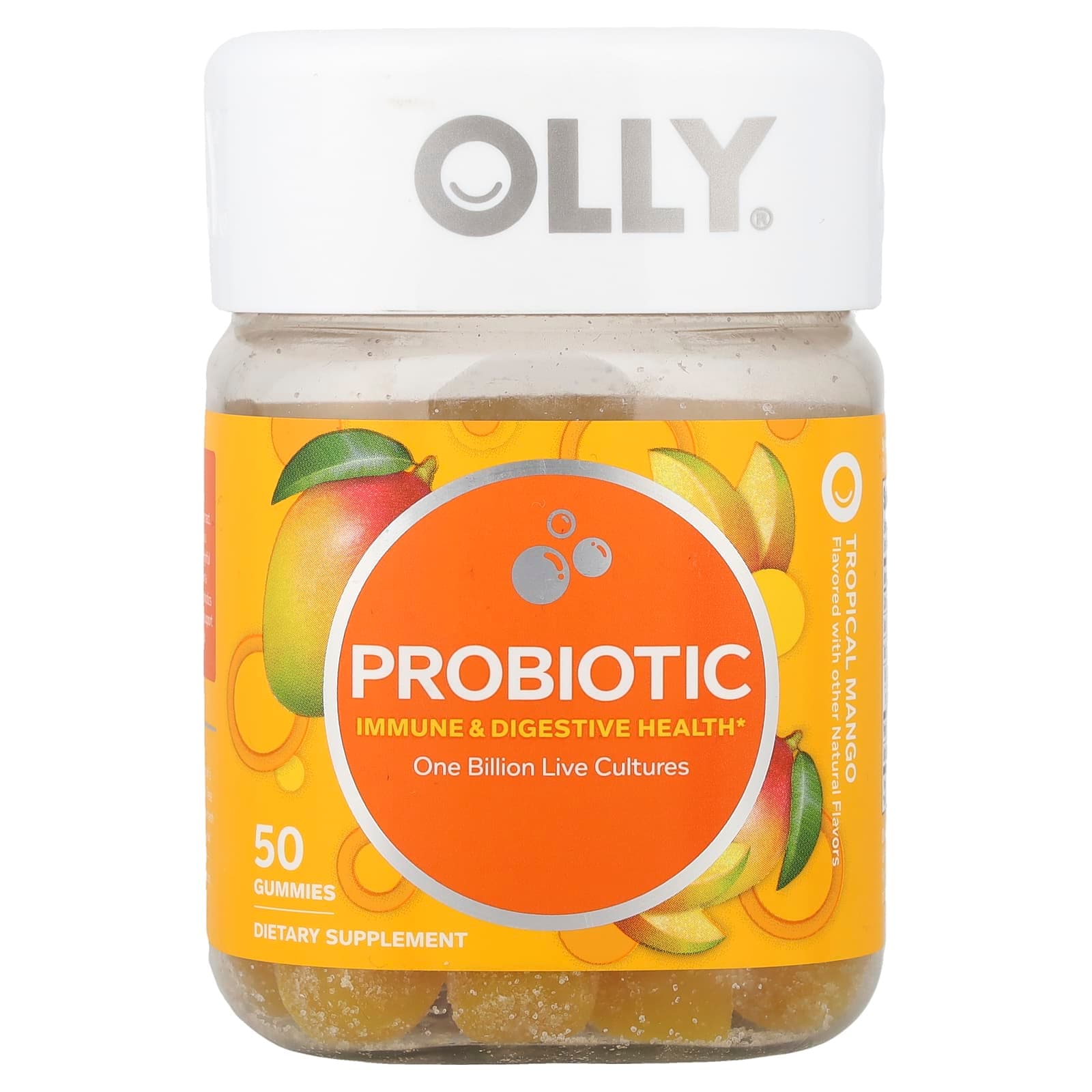 OLLY Probiotic Gummies – Tropical Mango – 50 gommes de OLLY
