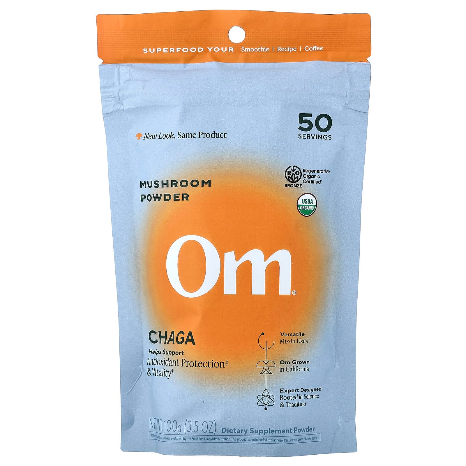 Om Mushrooms Mushroom Powder, Chaga – 100 g de Om Mushrooms